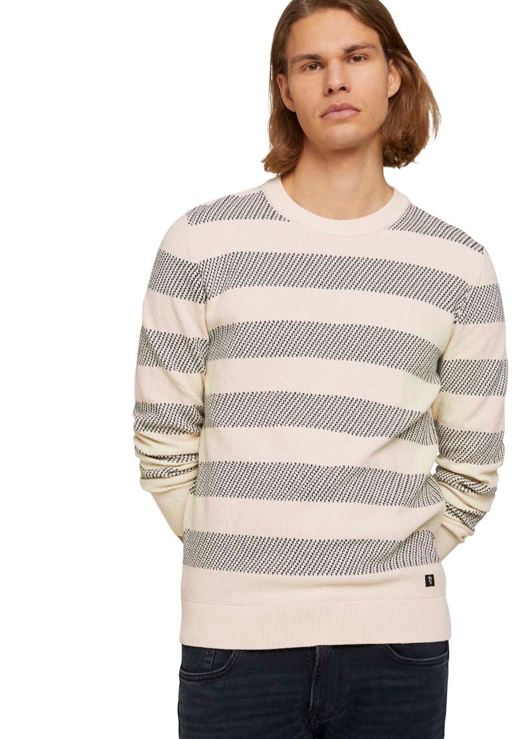 Image of TOM TAILOR Denim Rundhalspullover, mit Streifen bei Ackermann Versand Schweiz