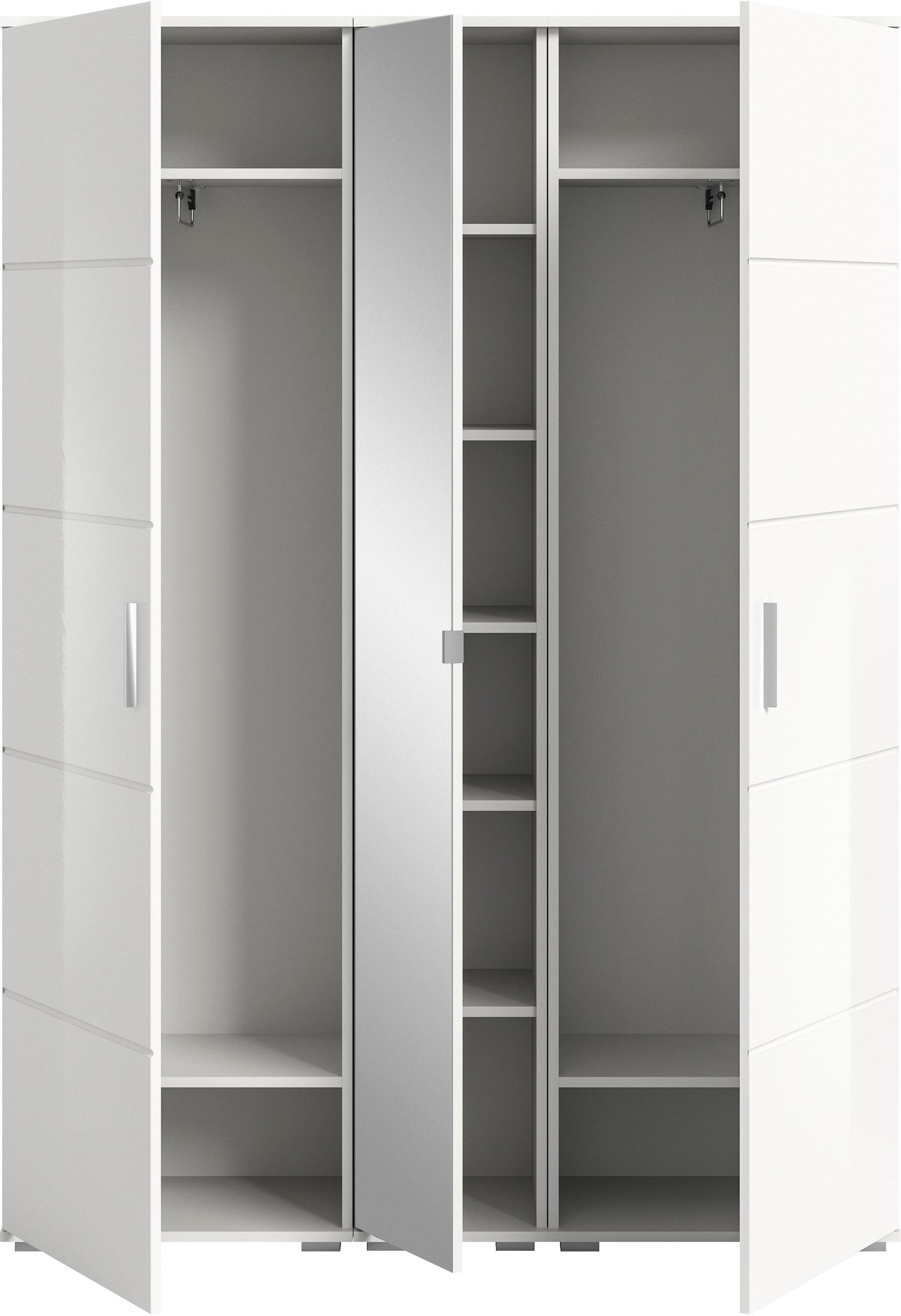INOSIGN Garderoben-Set »Valge, Breite 140 cm, 3-teiliges Schrank Set, bestehend aus:«, (3 St.), 2x Garderobenschrank und 1x Spiegelschrank