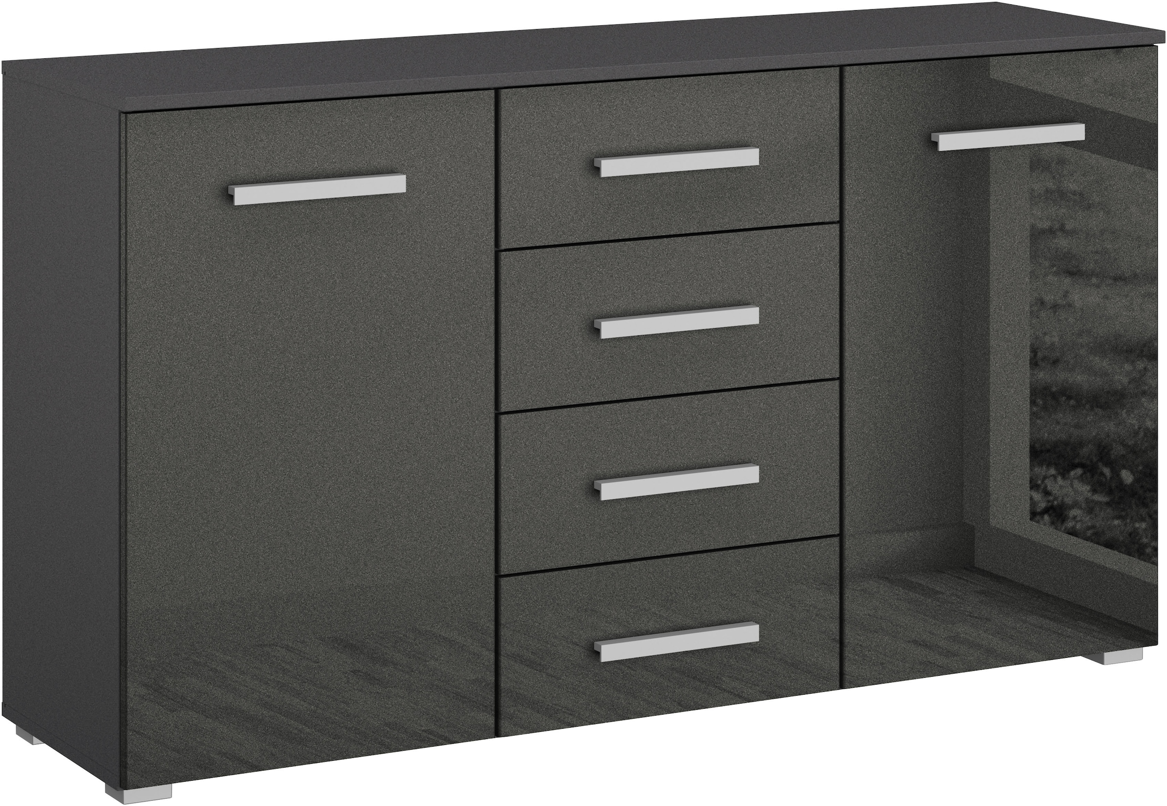 rauch Schubkastenkommode »Sideboard Kommode Kombikommode KOLUNA mit Hochglanzfront« Breite 120 cm mit eleganter Hochglanzfront,  vier grosse Schubladen, mit insgesamt 4 Einlegeböden MADE IN GERMANY