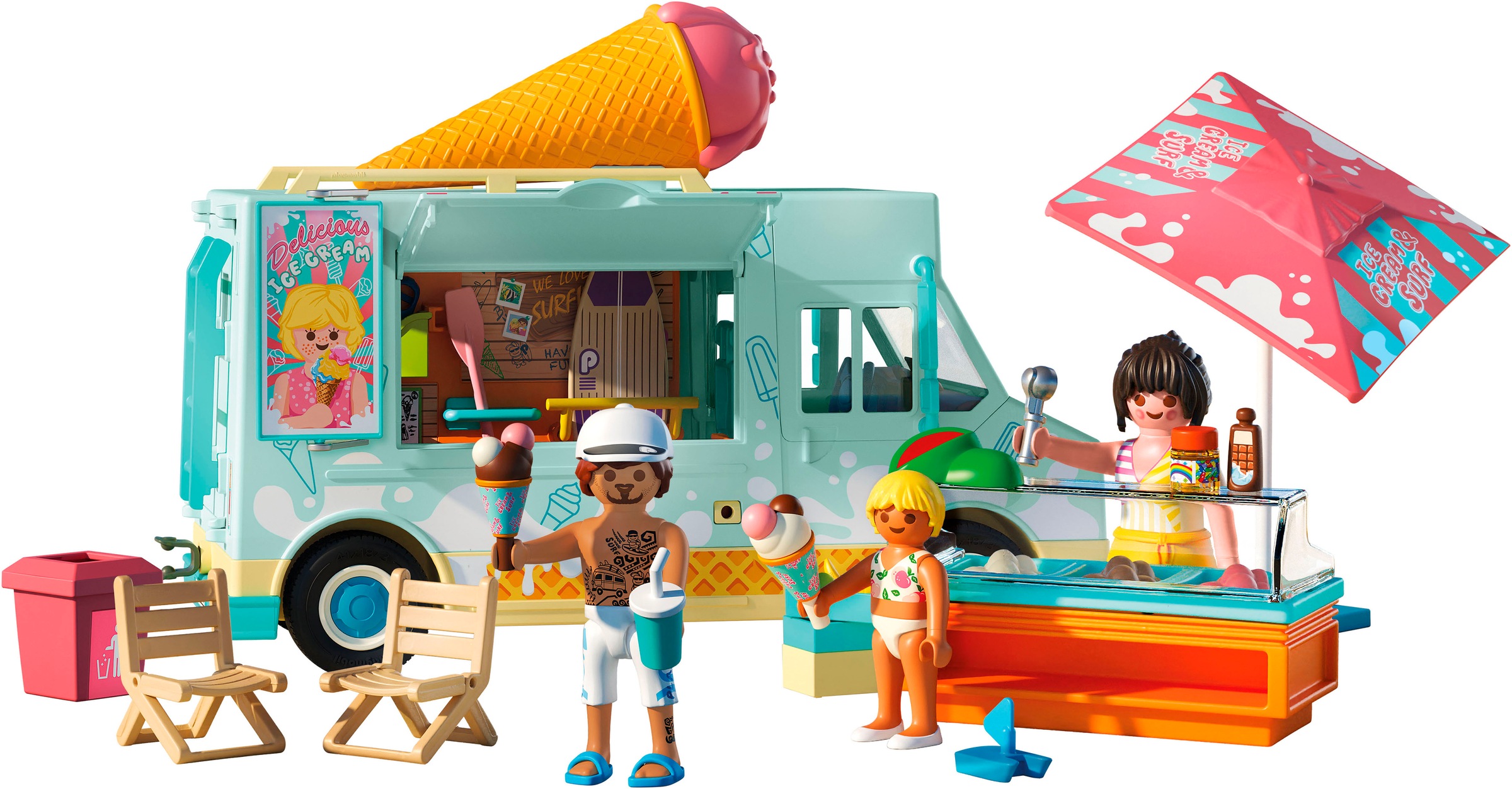 Playmobil® Konstruktions-Spielset »Ice Cream Truck mit Surfshop (71904), My Life« Made in Germany