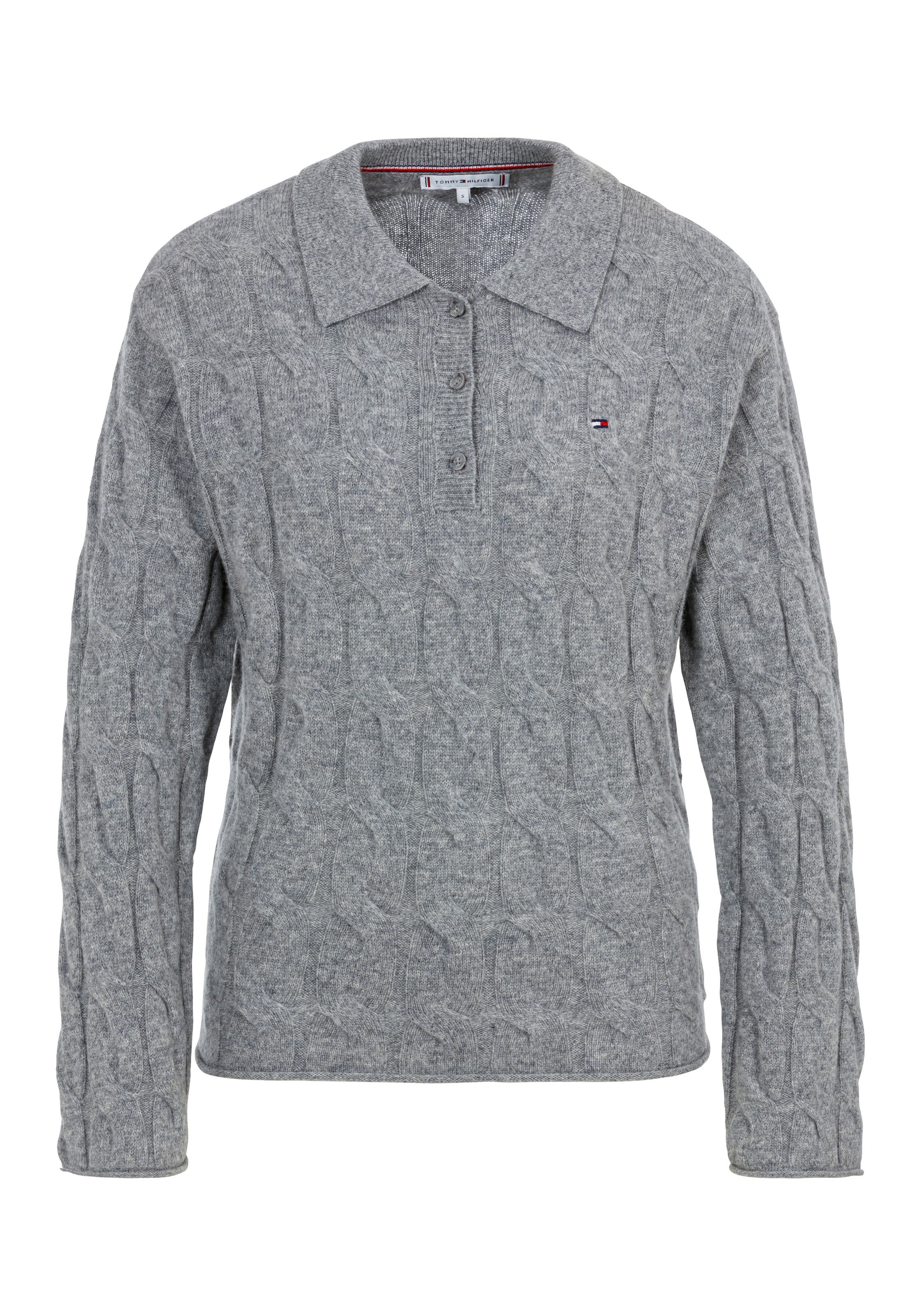 Polokragenpullover »SOFT WOOL CABLE POLO SWEATER«, mit Kragen & Knopfleiste,...