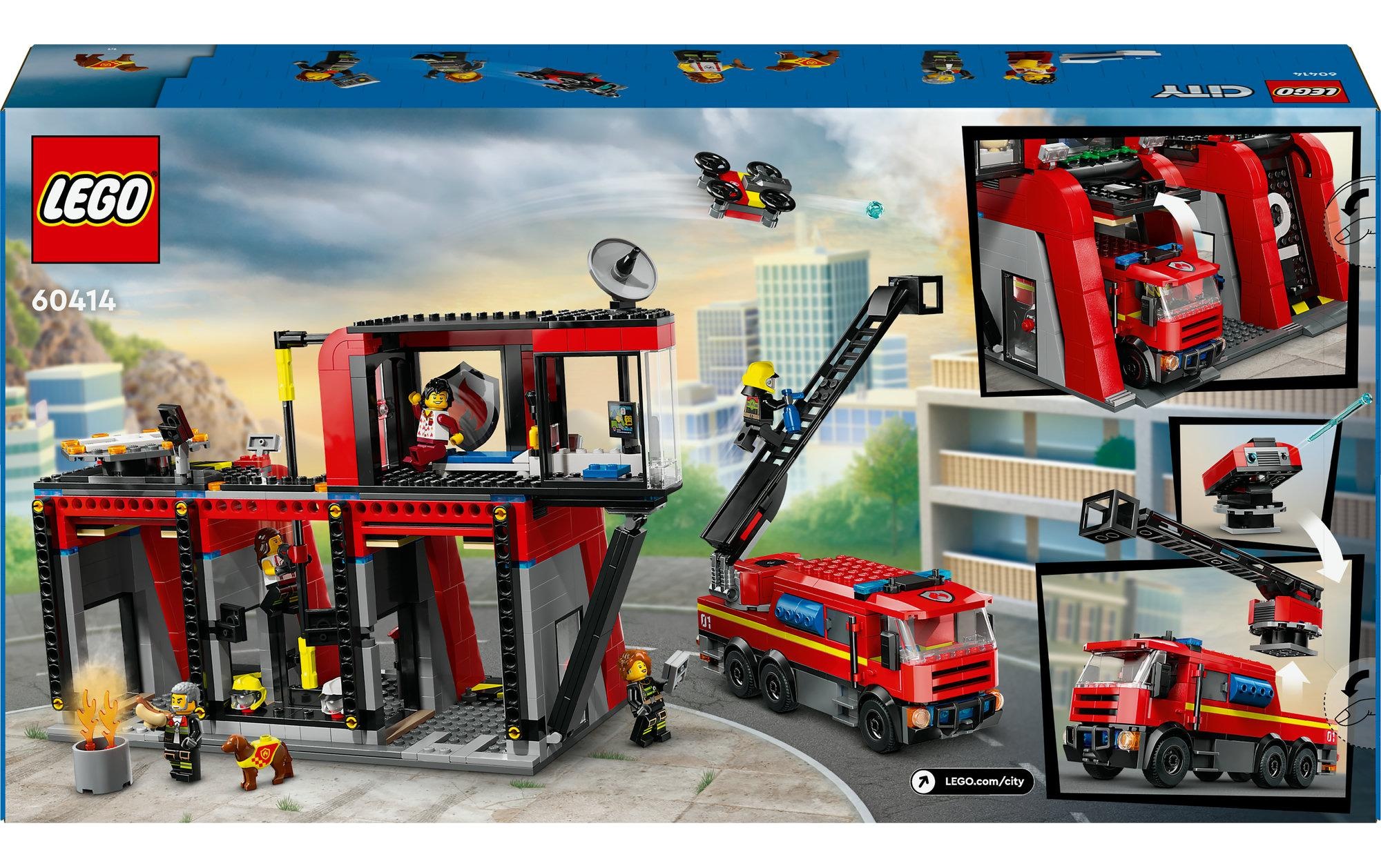 LEGO® Spielbausteine »Feuerwehrstation mit Drehleiterfahrzeug 60414«, (843 St.)