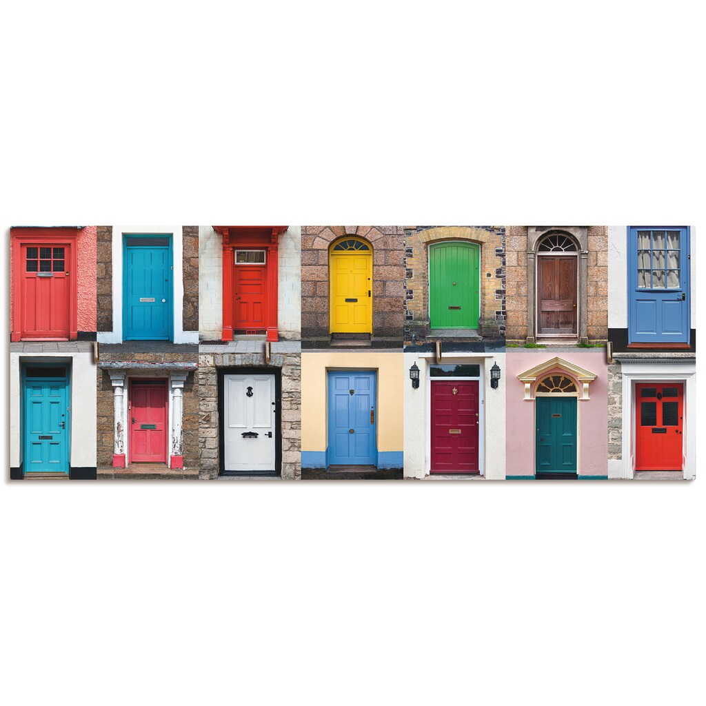 Artland Hakenleiste »Fotocollage von 32 bunten Haustüren«