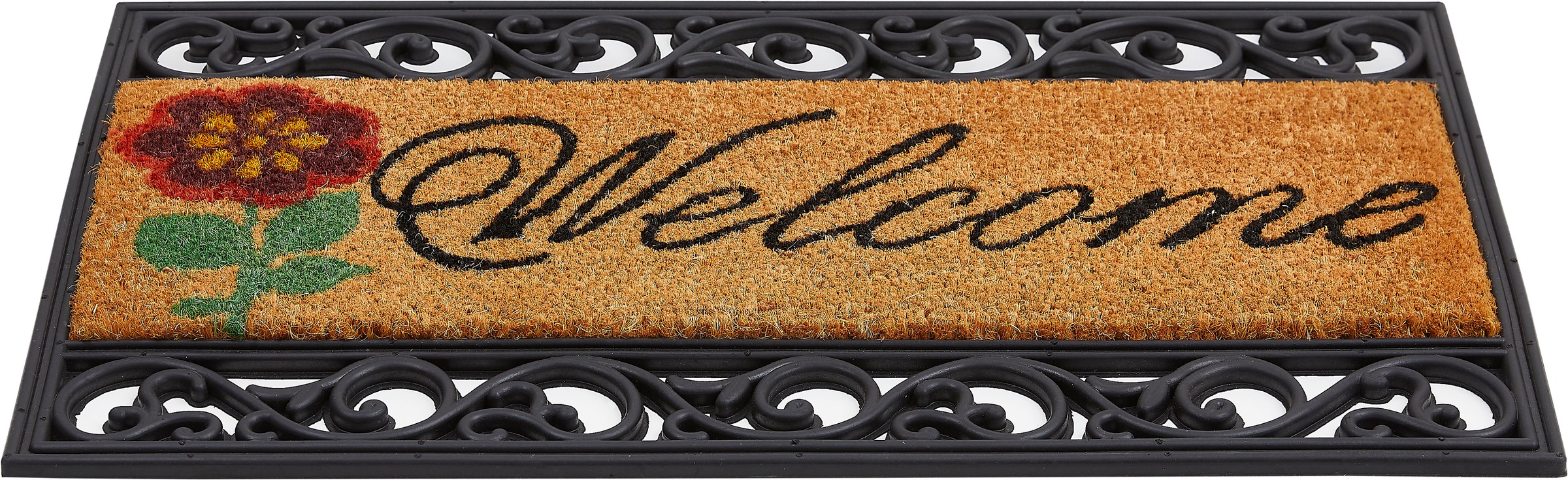 Image of Andiamo Fussmatte »Salome Welcome«, rechteckig, 15 mm Höhe, Schmutzfangmatte, Kokosmatte, Gusseisen Optik, mit Spruch, In- und Outdoor geeignet bei Ackermann Versand Schweiz