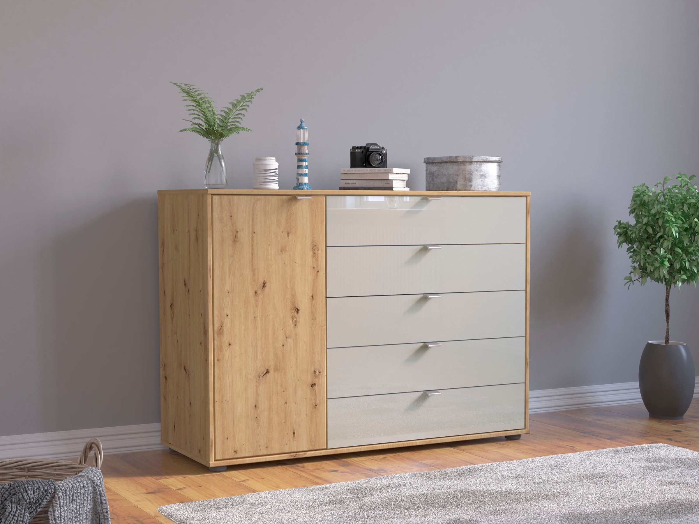 Image of WIEMANN Kombikommode »Bari«, hochwertige Glas- und Massivholzfront bei Ackermann Versand Schweiz