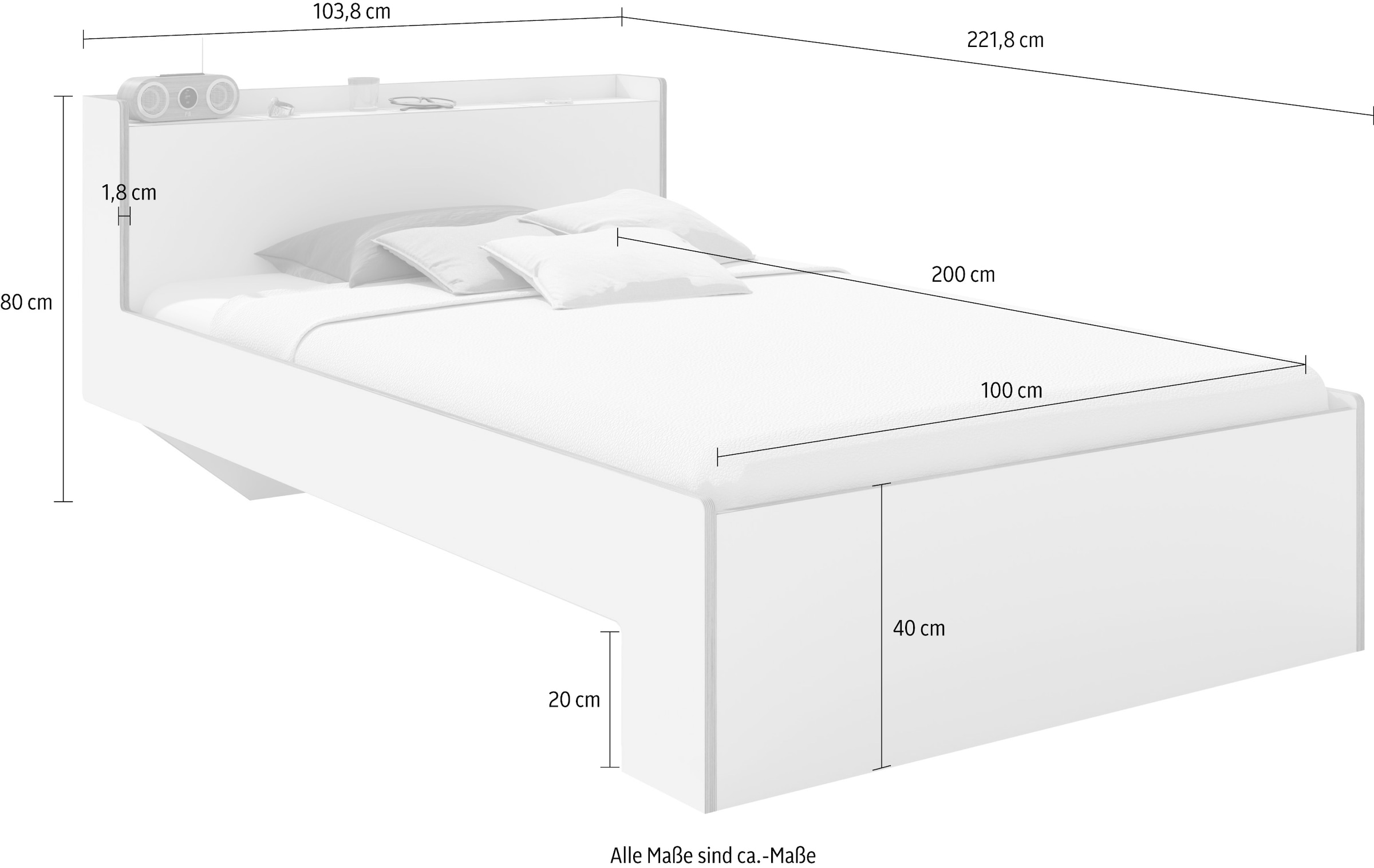 Müller SMALL LIVING Bett »NOOK«, in zwei Breiten, Design by Michael Hilgers