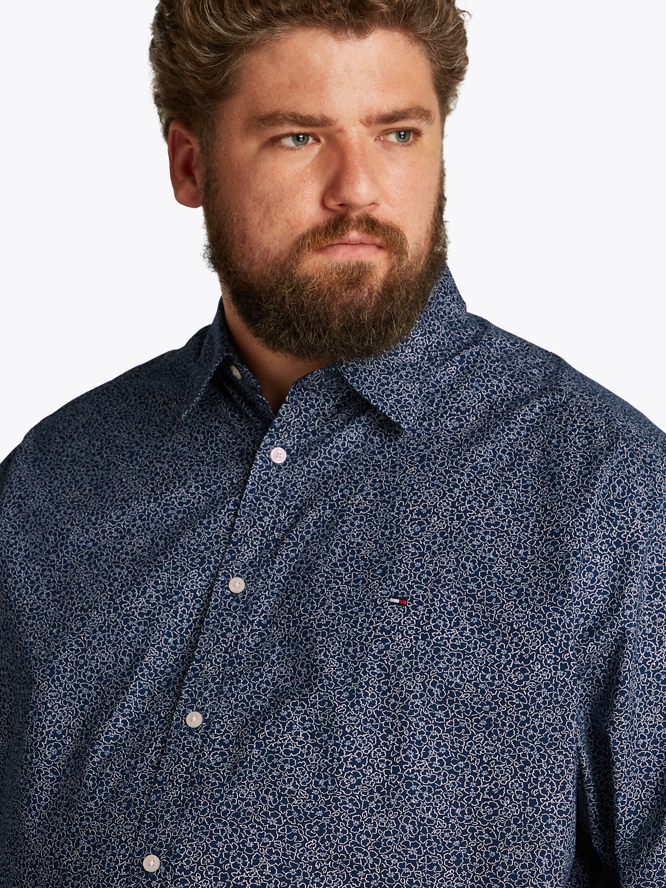 Tommy Hilfiger Big & Tall Langarmhemd »BT-FLX POPLIN LINR FLORAL S-B«, in Grossen Grössen, Logostickerei