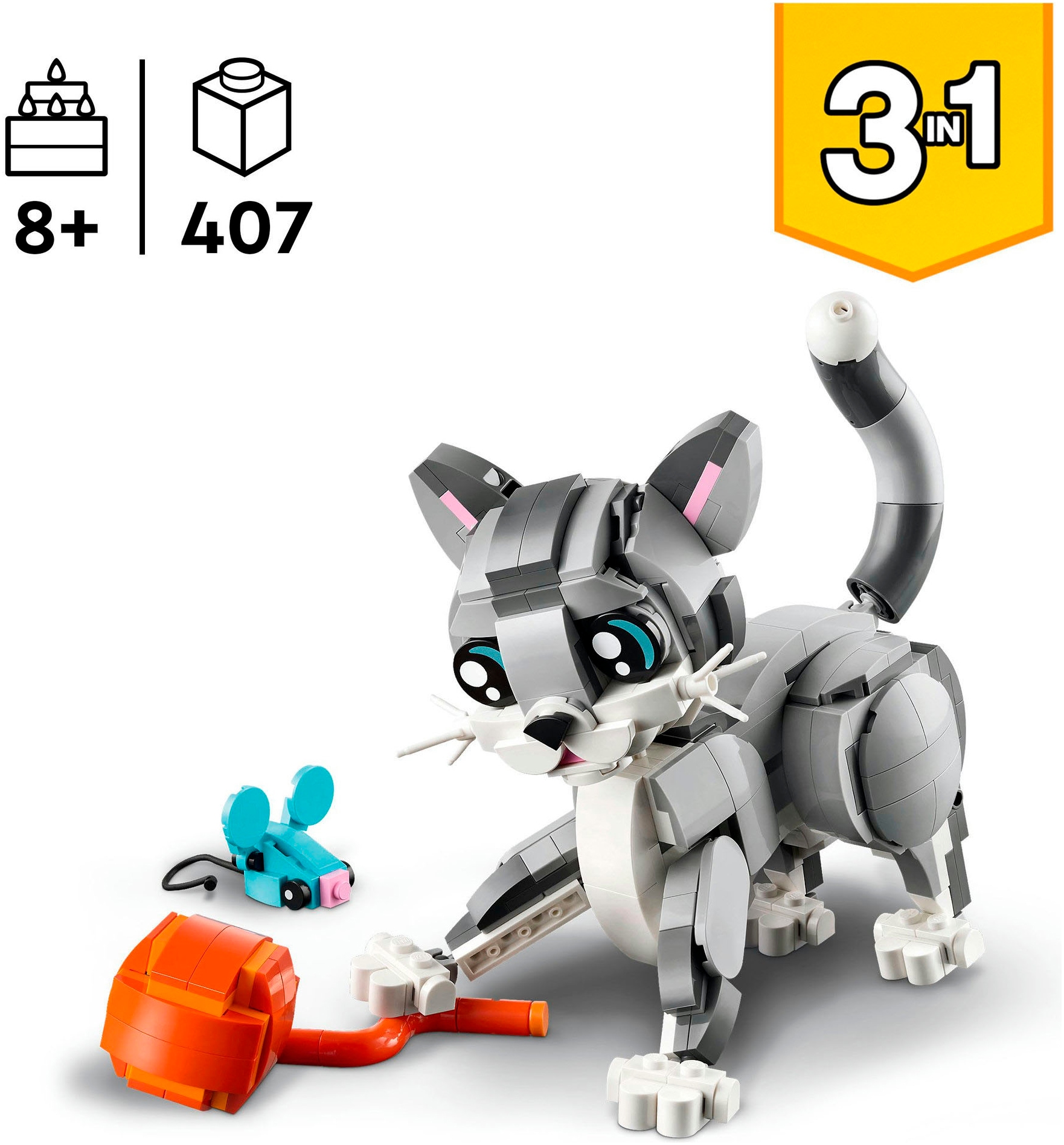 LEGO® Konstruktionsspielsteine »Graue Katze (31163), LEGO Creator« Made in Europe