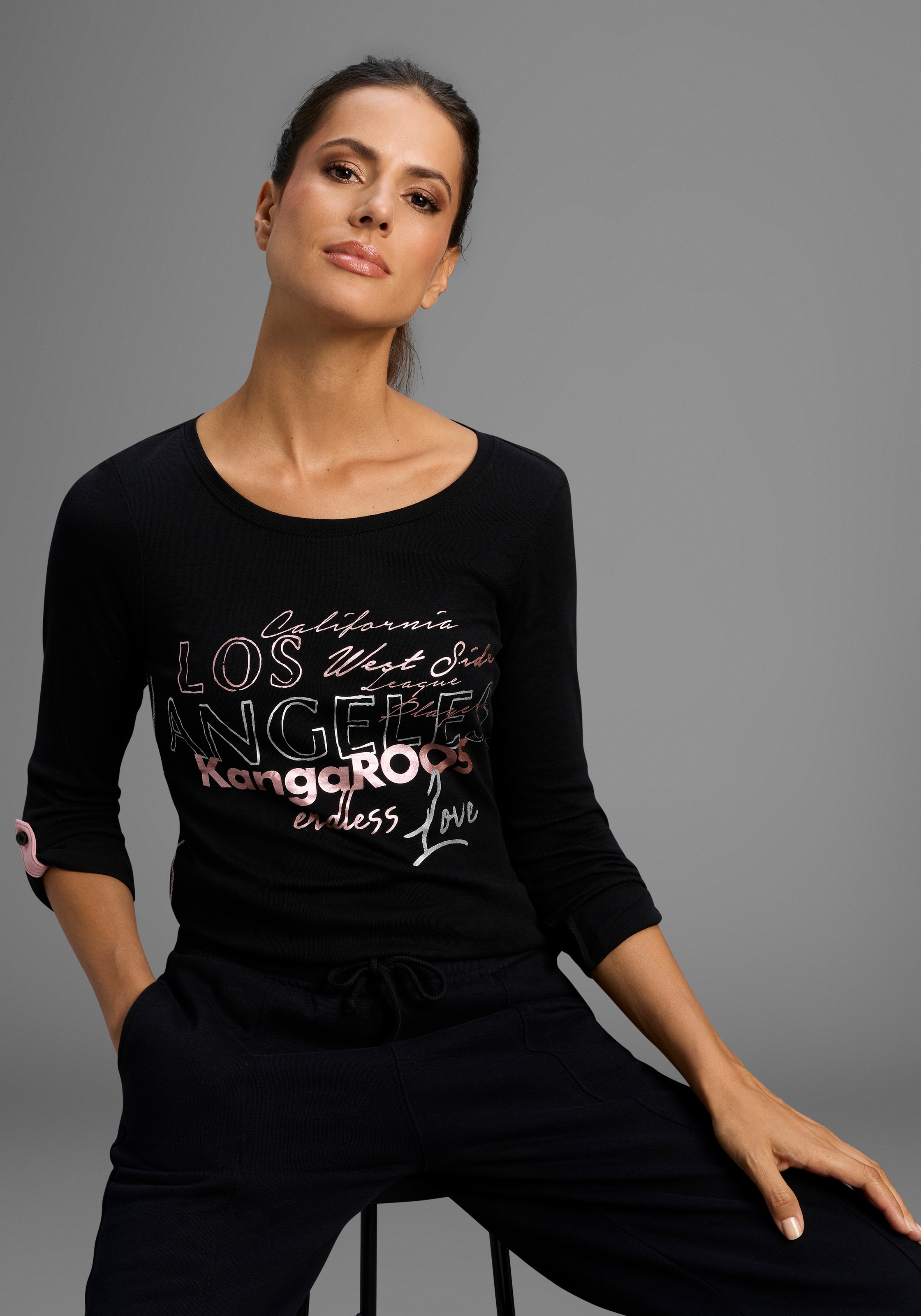 Image of KangaROOS Langarmshirt sehr figurbetonte Passform, aus dehnbarer Rippware