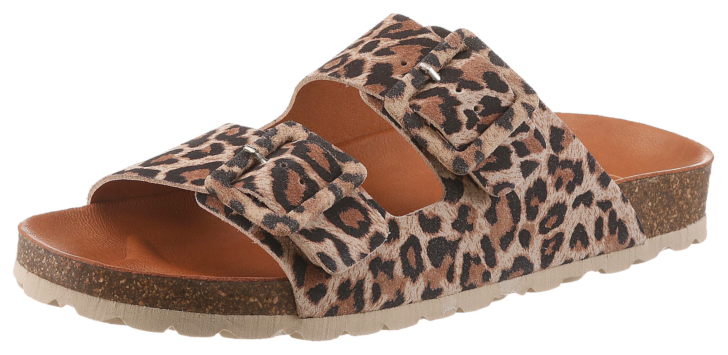 Image of VERBENAS Pantolette "Randell Leopardo", Sommerschuh, Schlappen, Hausschuh mit Softfussbett