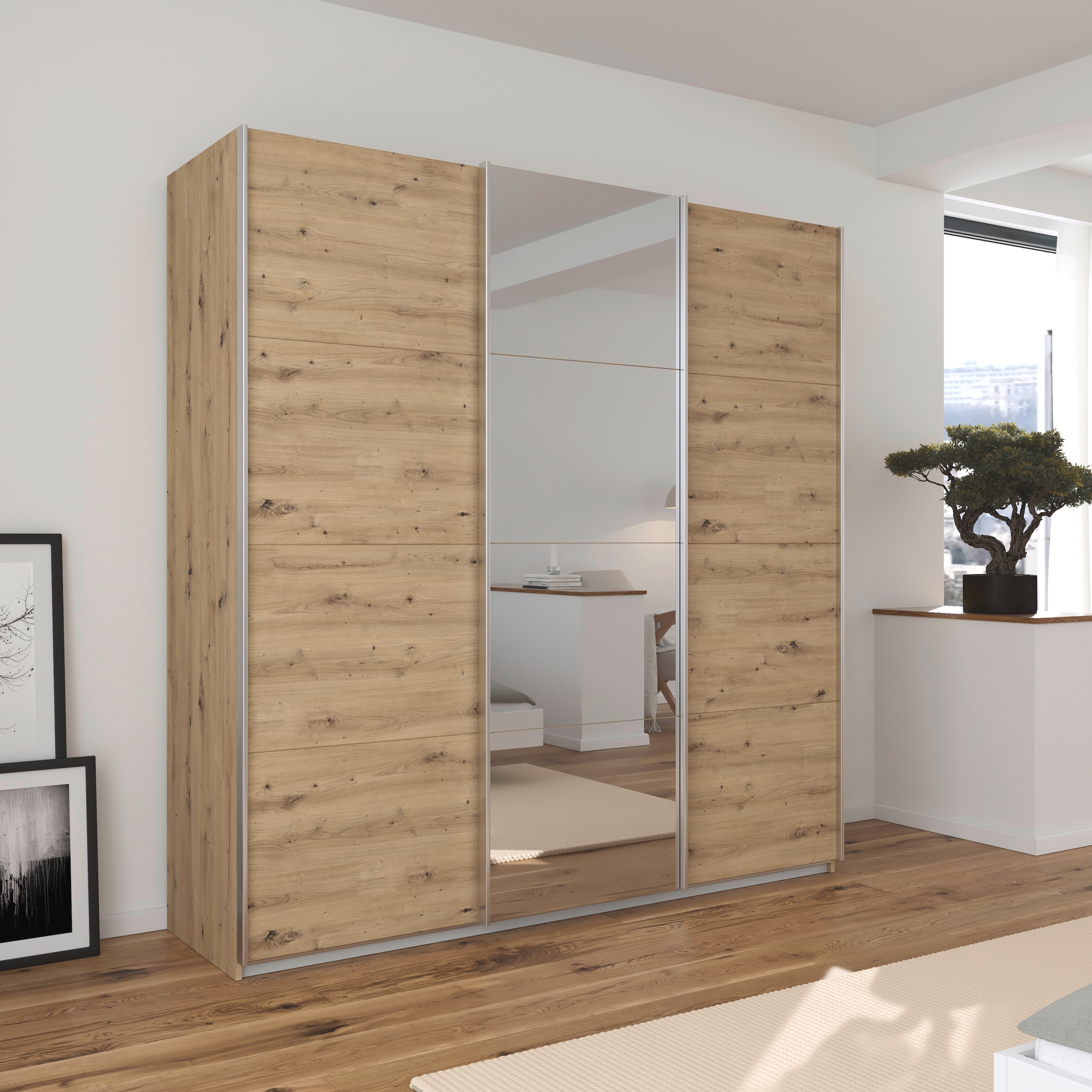 GOODproduct Armoires à vêtements »Schrank Garderobe Ankleide Schlafzimmerschrank Mietswohnung AGORDO« aménagement intérieur top, en 4 largeurs et 2 hauteurs MADE IN GERMANY