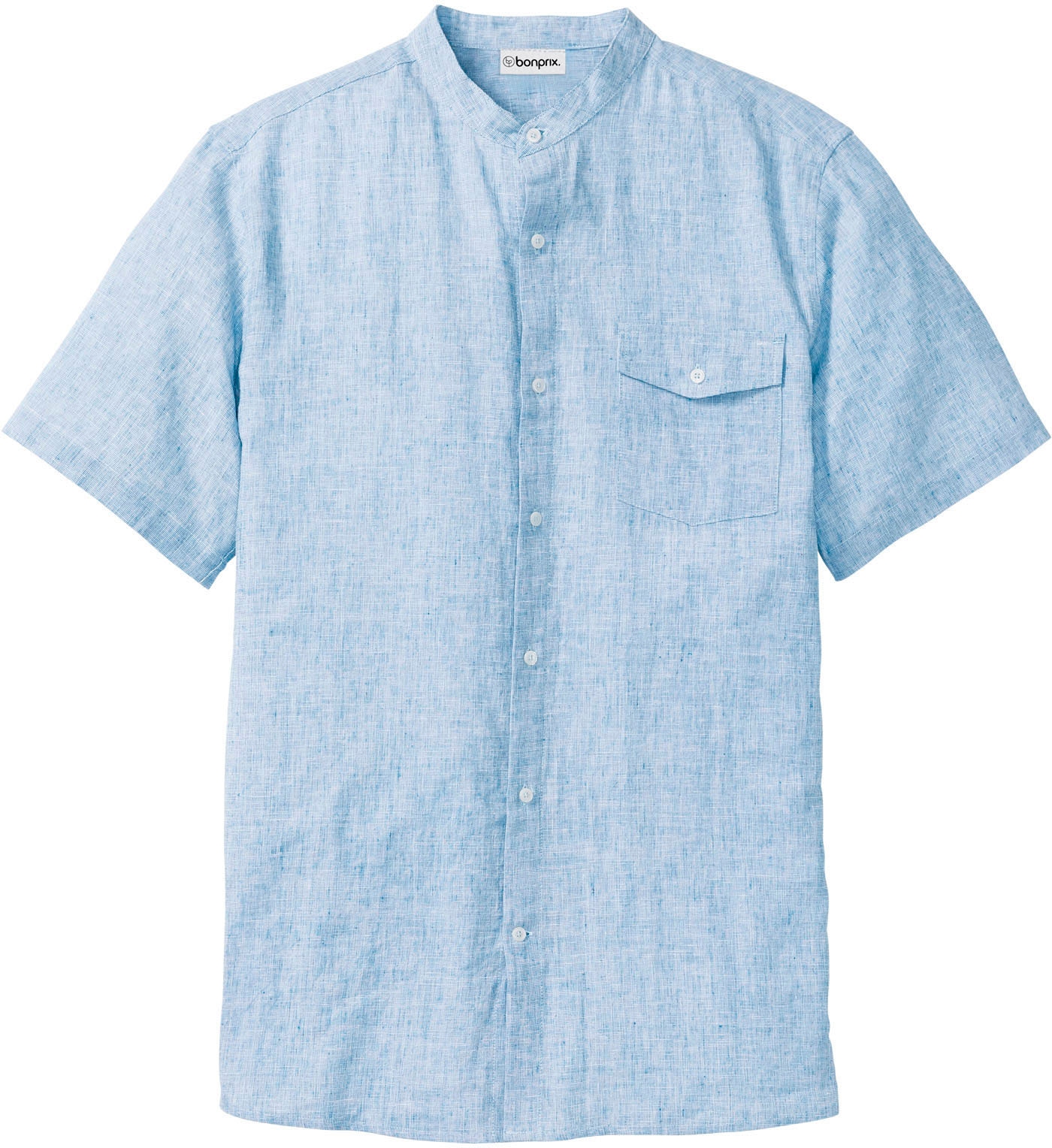 bonprix Chemise à manches courtes Regular fit, aus Leinen-Baumwolle-Mix, mit Stehkragen