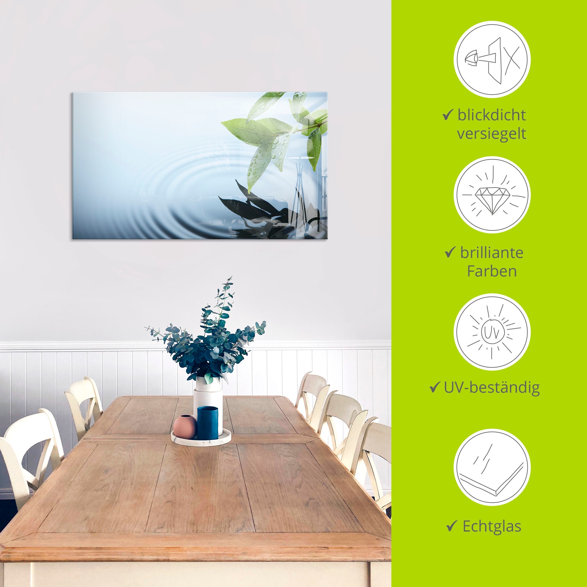 Artland Glasbild »Pflanze und Wasser« Zen 1 Stk. tlg. in verschiedenen Grössen