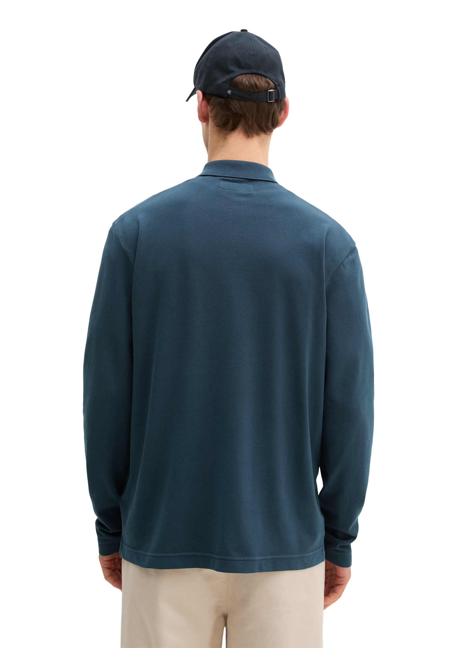 Marc O'Polo Polo à manches longues Piqué regular fit aus Bio-Baumwolle mit Elasthan