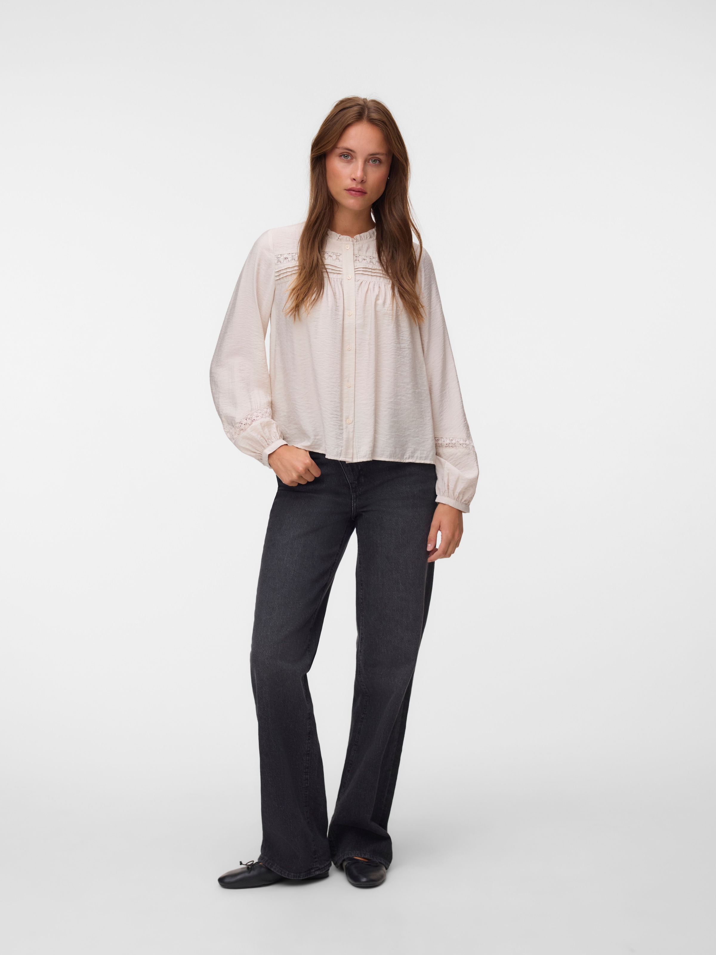 Vero Moda Langarmbluse »VMCASEY LS LACE SHIRT WVN NOOS« Viskosemischung, regular fit