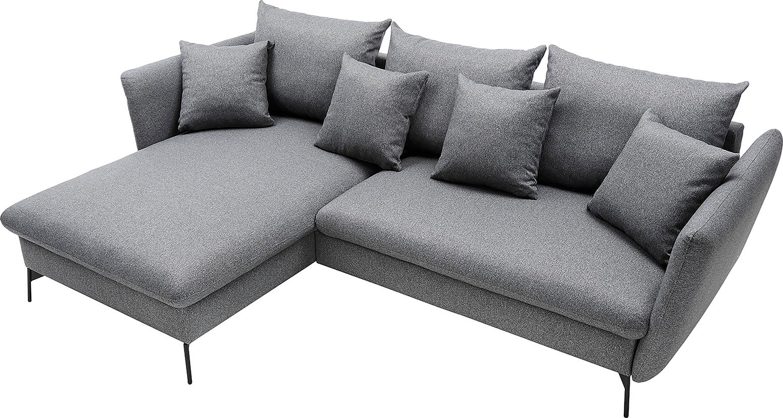 GOODproduct Canapé d'angle »LIVORNO,258 cm, L-Form,« fonction couchage et coffre (139/224cm), velours, structure, tissu tissé