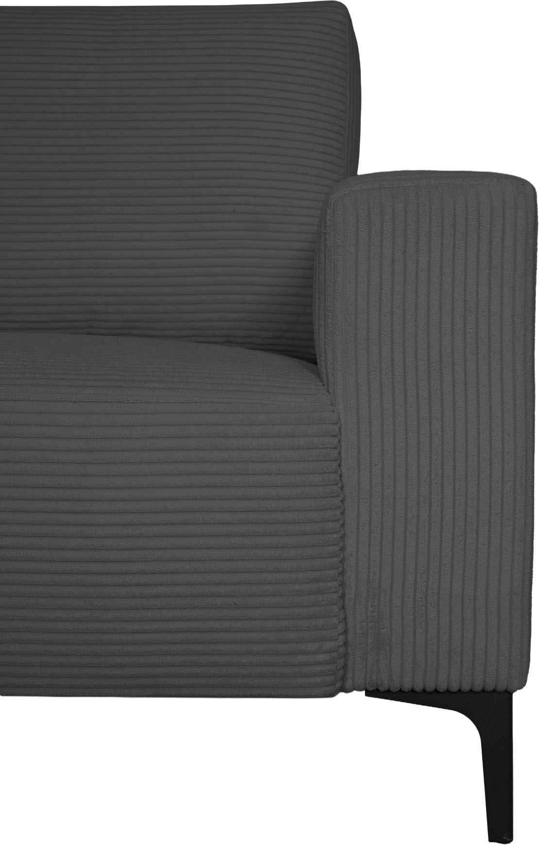 Home affaire Ecksofa »Tournon L-Form, Breite 232 cm, Breitcord« Designsofa im nordischen Stil, Wellenunterfederung, Metallfüsse