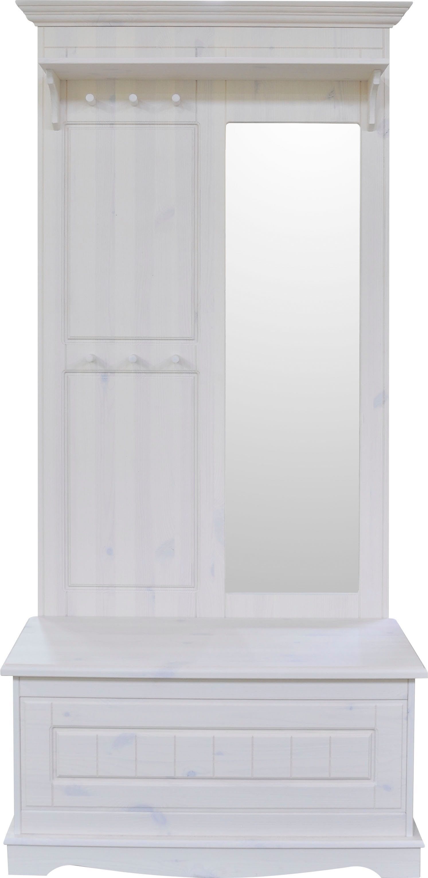 Image of Home affaire Kompaktgarderobe »Claudia«, Kompaktgarderobe "Claudia" mit Sitzbank und Spiegel aus Kiefer massiv bei Ackermann Versand Schweiz