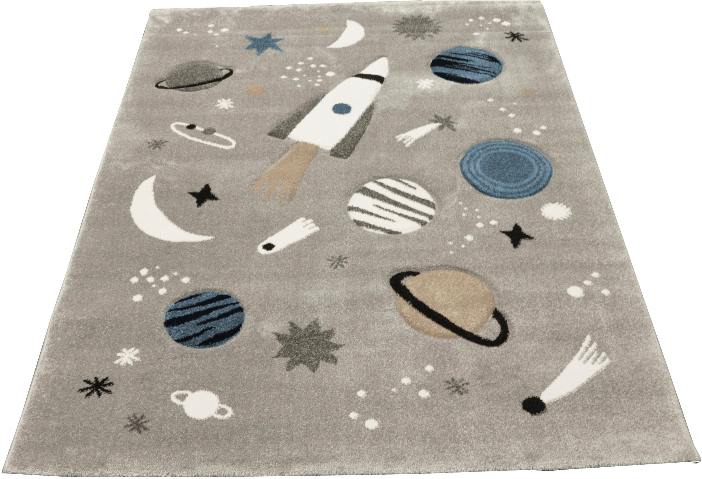 Image of merinos Kinderteppich »Indigo Kids 22611«, rechteckig, 18 mm Höhe, Motiv Weltall bei Ackermann Versand Schweiz