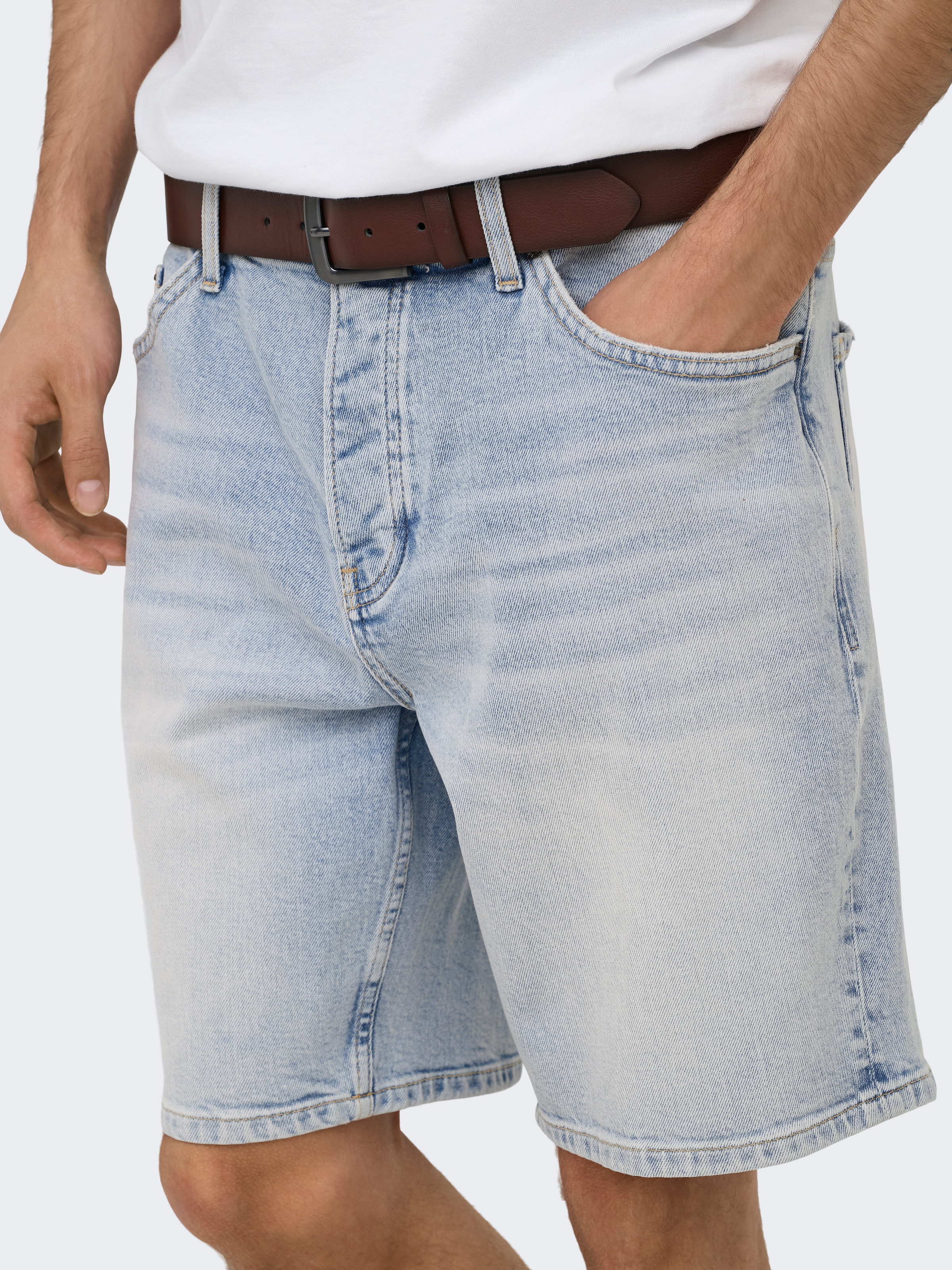 ONLY & SONS Short en jean »ONSEDGE PER LBB 9382 DOT DNM SHORTS NOOS« mélange coton, coupe droite