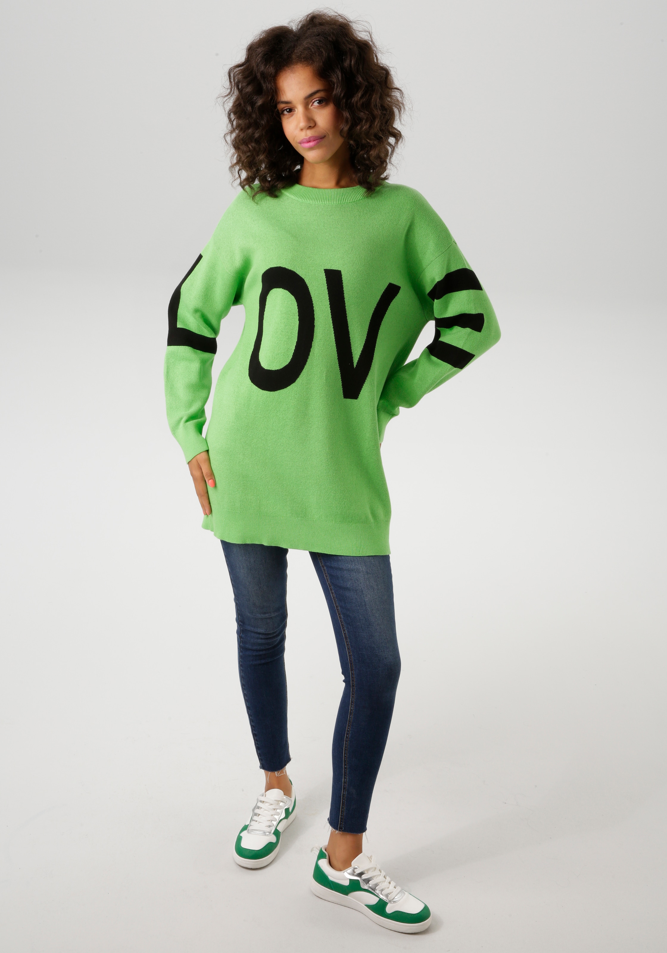 Aniston CASUAL Strickpullover, mit eingestricktem LOVE-Schriftzug - NEUE KOLLEKTION