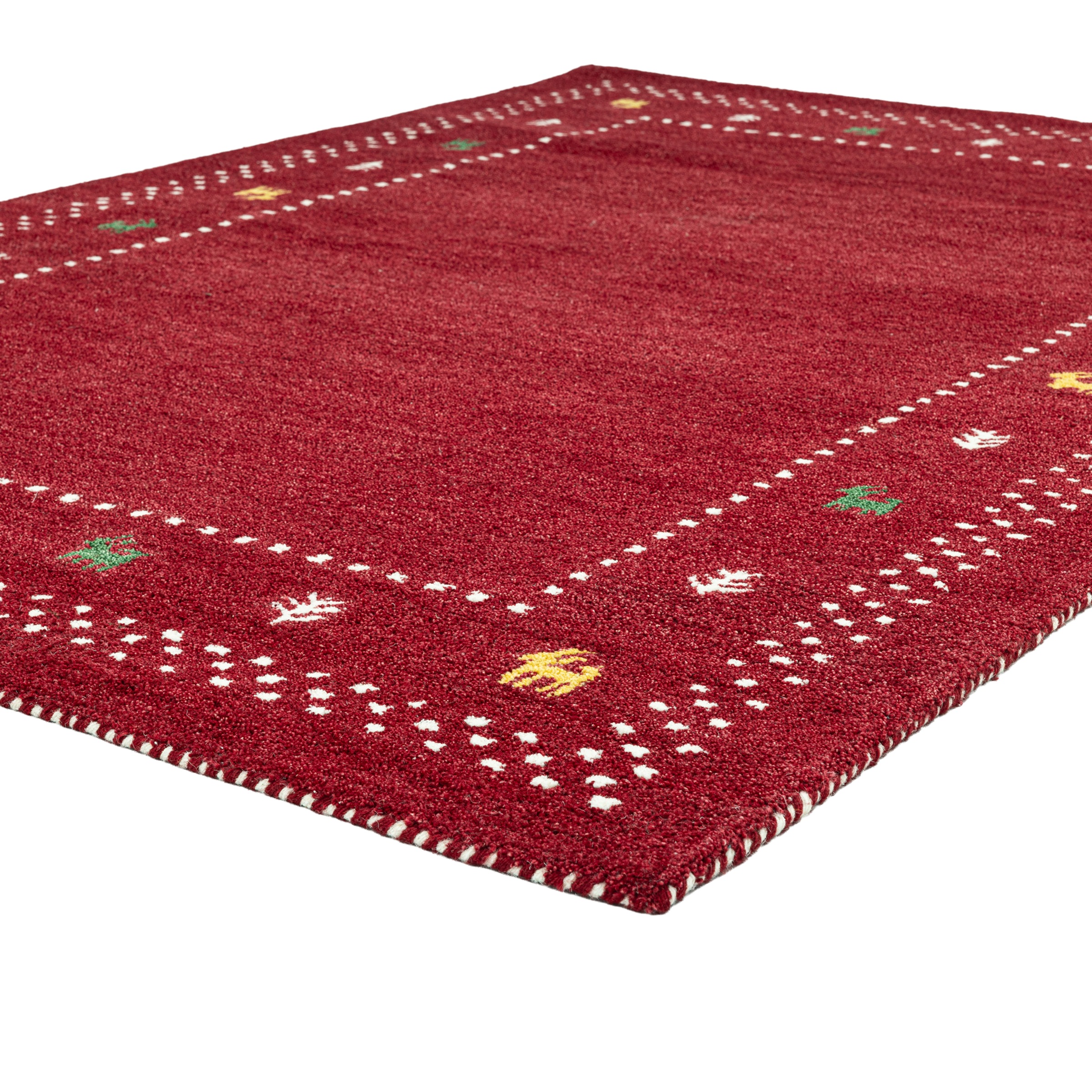 THEKO Tapis en laine »Gabbeh Bordüre, Handgefertigt, Teppich, Tiermotiv, reine Wolle« Rectangulaire 14 mm Höhe salon, chambre, salle à manger