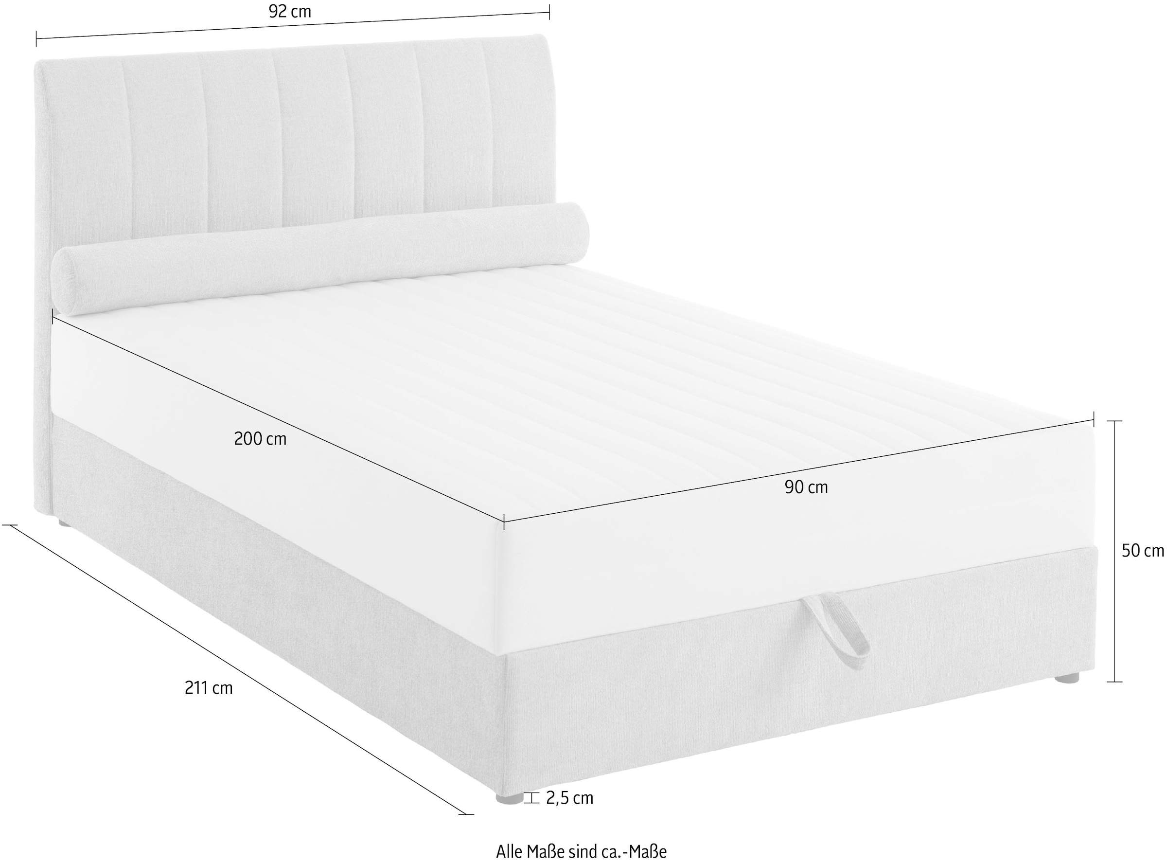 ATLANTIC home collection Lit de boxe »ALISIA« mit Taschenfederkern, Bettkasten und Kissenrolle im Originalbezug