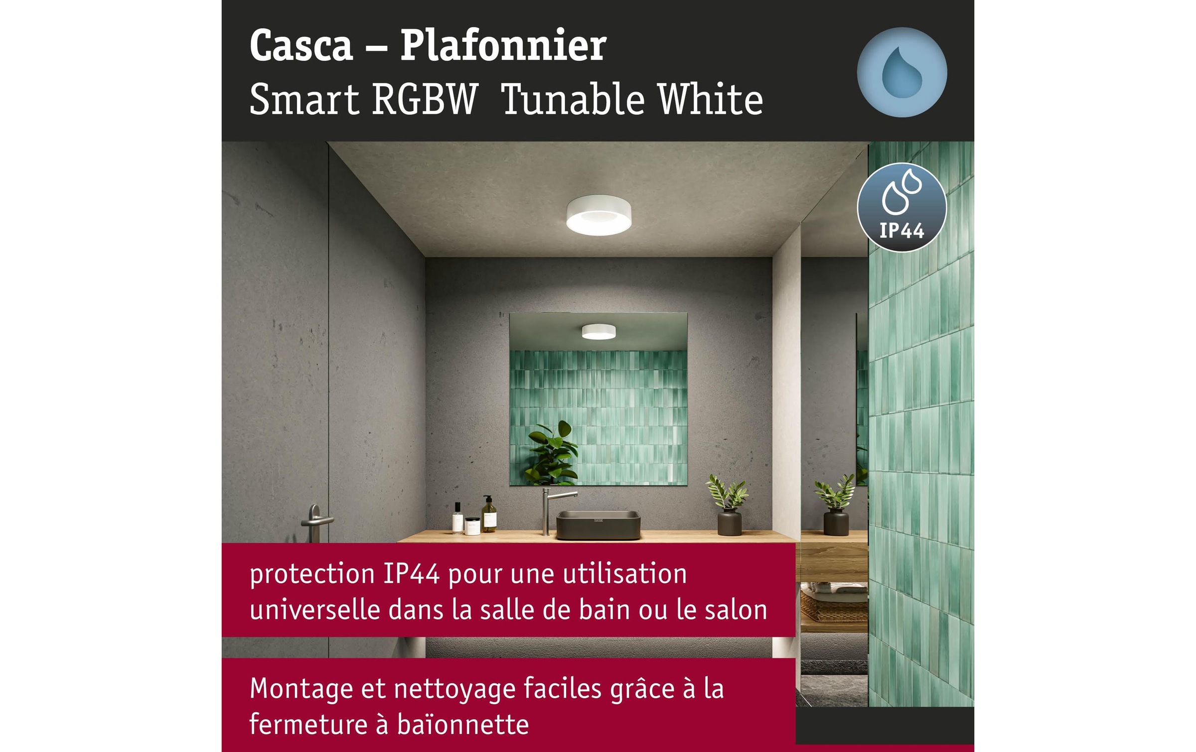 Paulmann Deckenleuchte »Deckenleuchte Casca IP44« LED-Modul RGB | warmweiss - kaltweiss