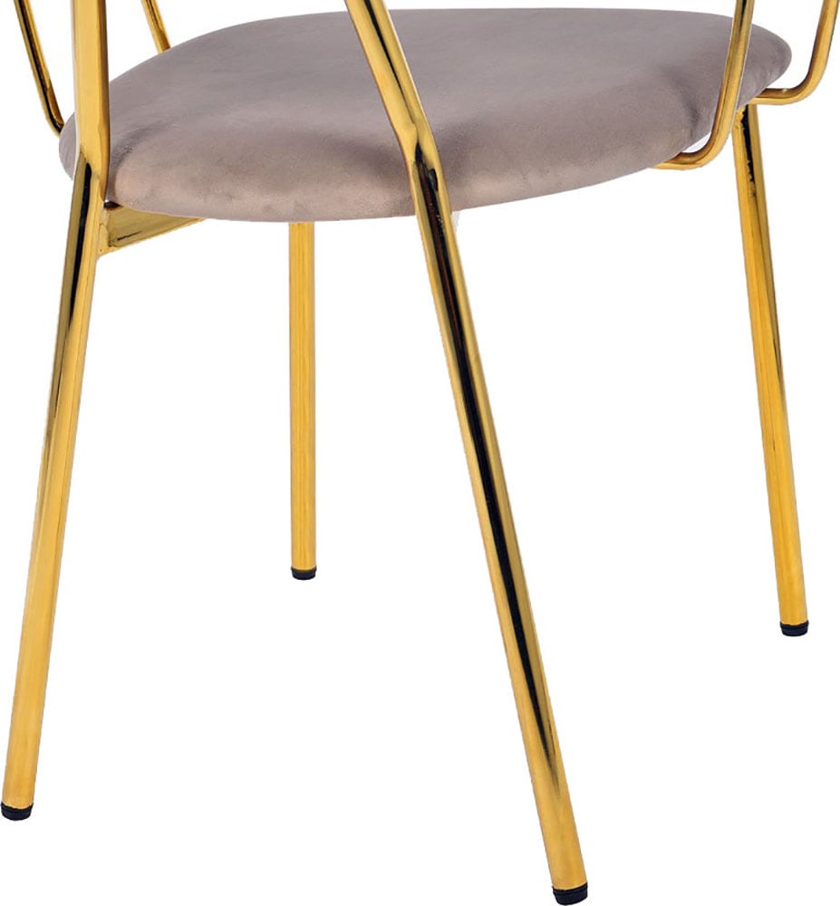 Kayoom Chaise rembourrée »Stuhl Giselle 225 2er-Set, Gestell aus Edelstahl« (Set) 2 cuismit Armlehnen, goldenes Gestell aus Edelstahl, Samtbezug, Ziernähte