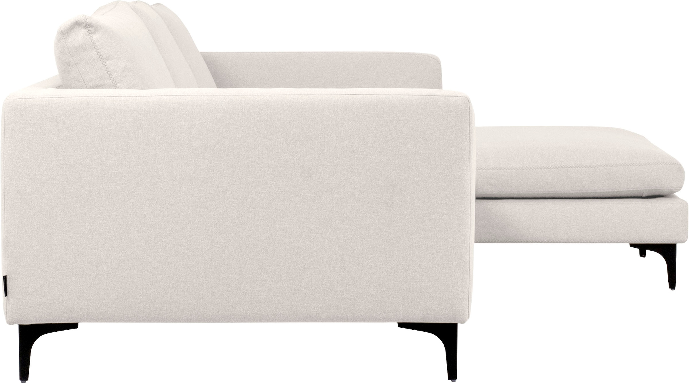 Places of Style Ecksofa »Nixon«, mit Federn für besseren Sitzkomfort, mit schwarzen Metallbeinen