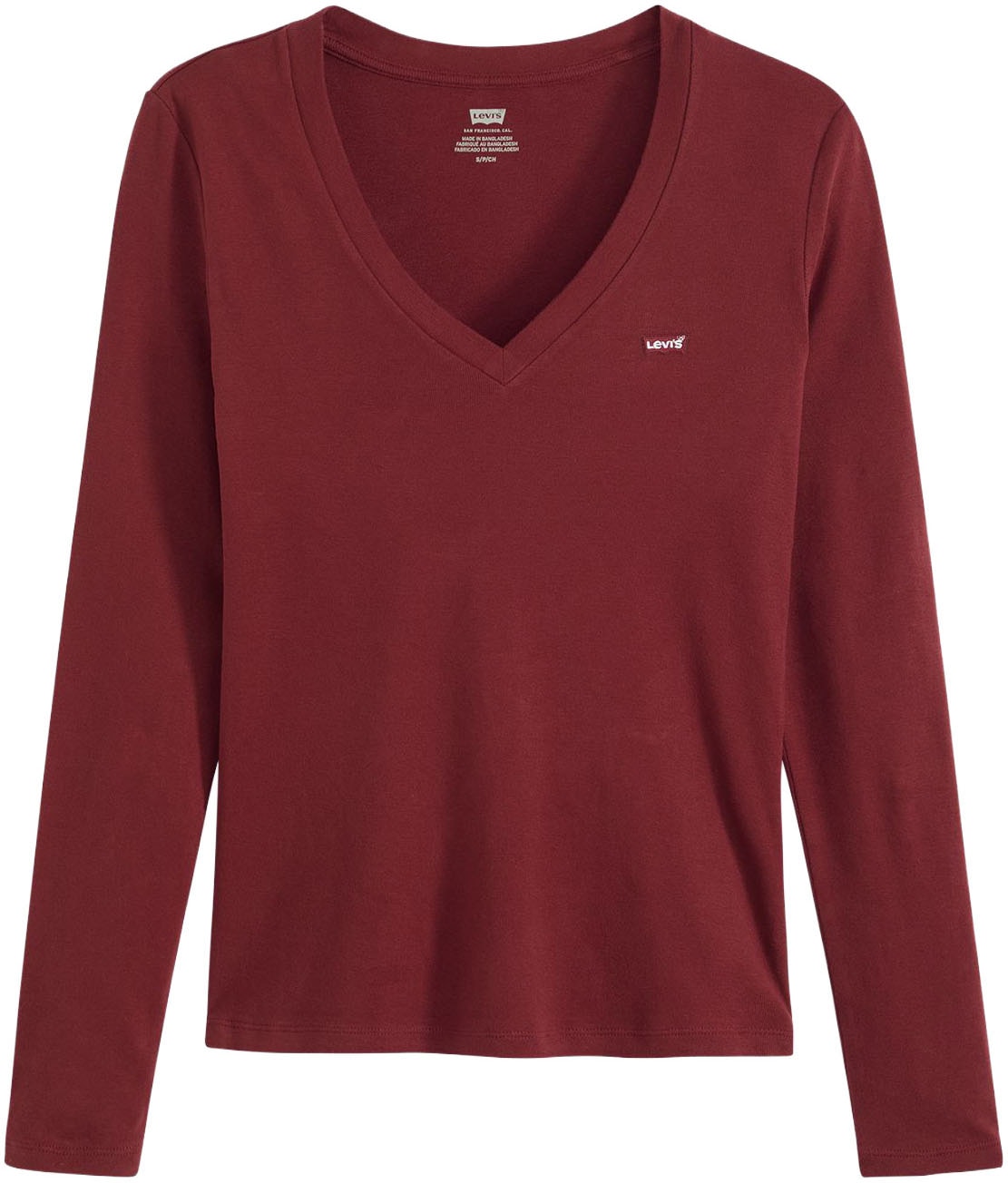 Levi's® Langarmshirt »ESSENTIAL HM LS VNECK«, mit Logo Stickerei