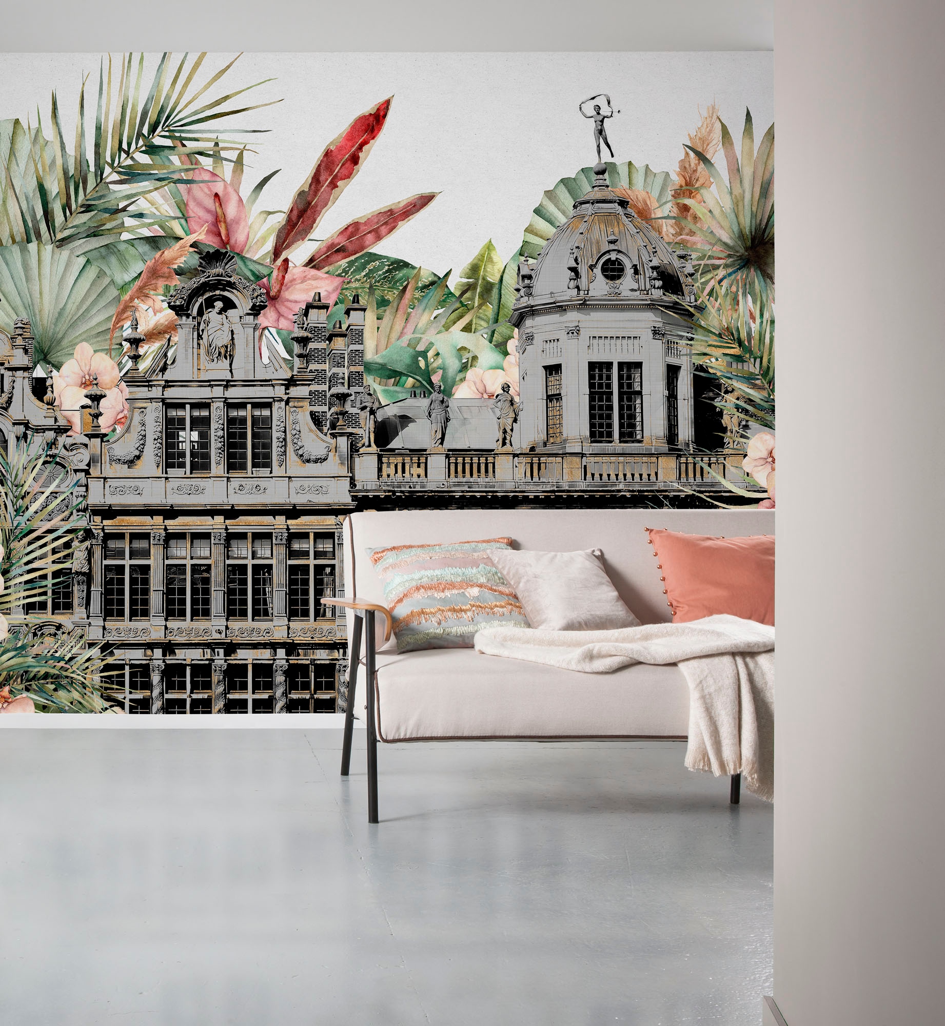 Image of Komar Fototapete "Digitaldruck Vlies - Tropical Palace - Grösse 300 x 250 cm" bedruckt glatt Wohnzimmer, Schlafzimmer