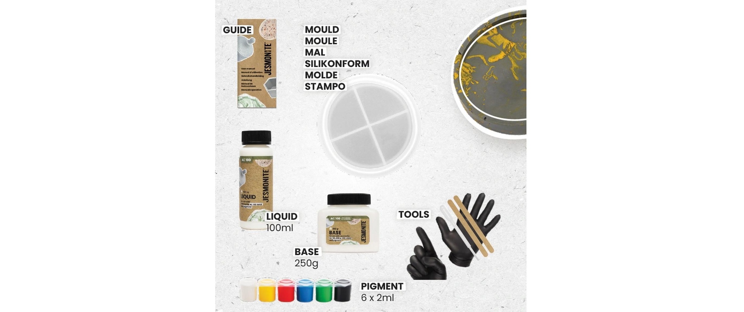 Kreativset »Jesmonite Bastelset Giessen Schale rund«