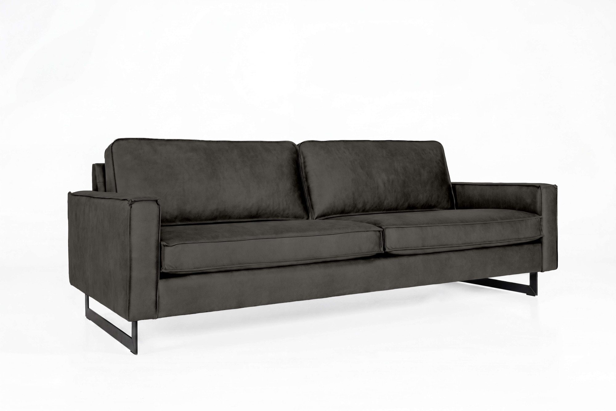 GOODproduct 3-places »Maxi-Ausführung Pinto, 236 cm, Cord, Chenille, Lederoptik« avec jonc, pieds métalliques noirs, suspension à ressorts ondulés