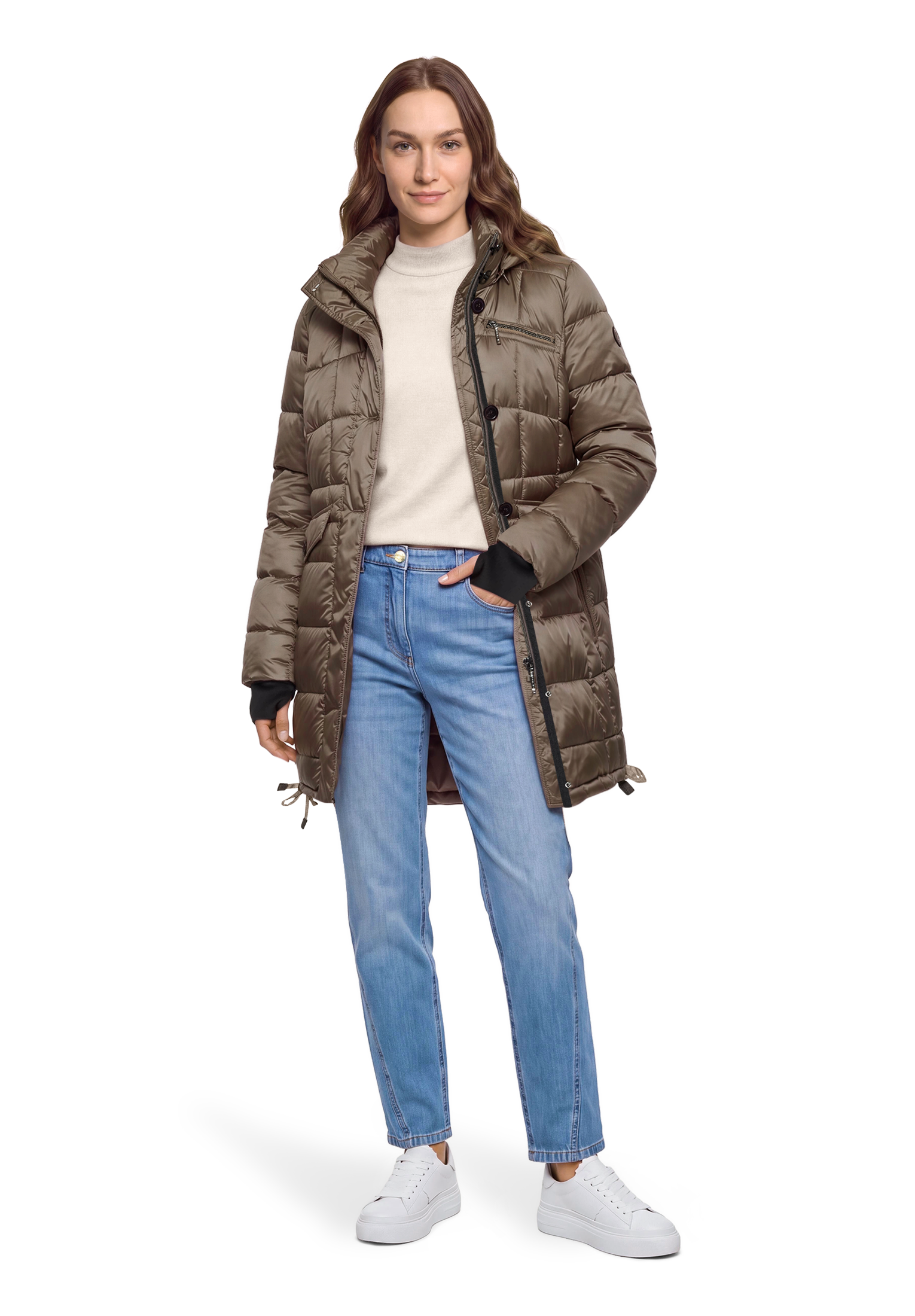 Gil Bret Manteau matelassé Manteau d'hiver avec capuche amovible et fermeture éclair / patte de boutonnage