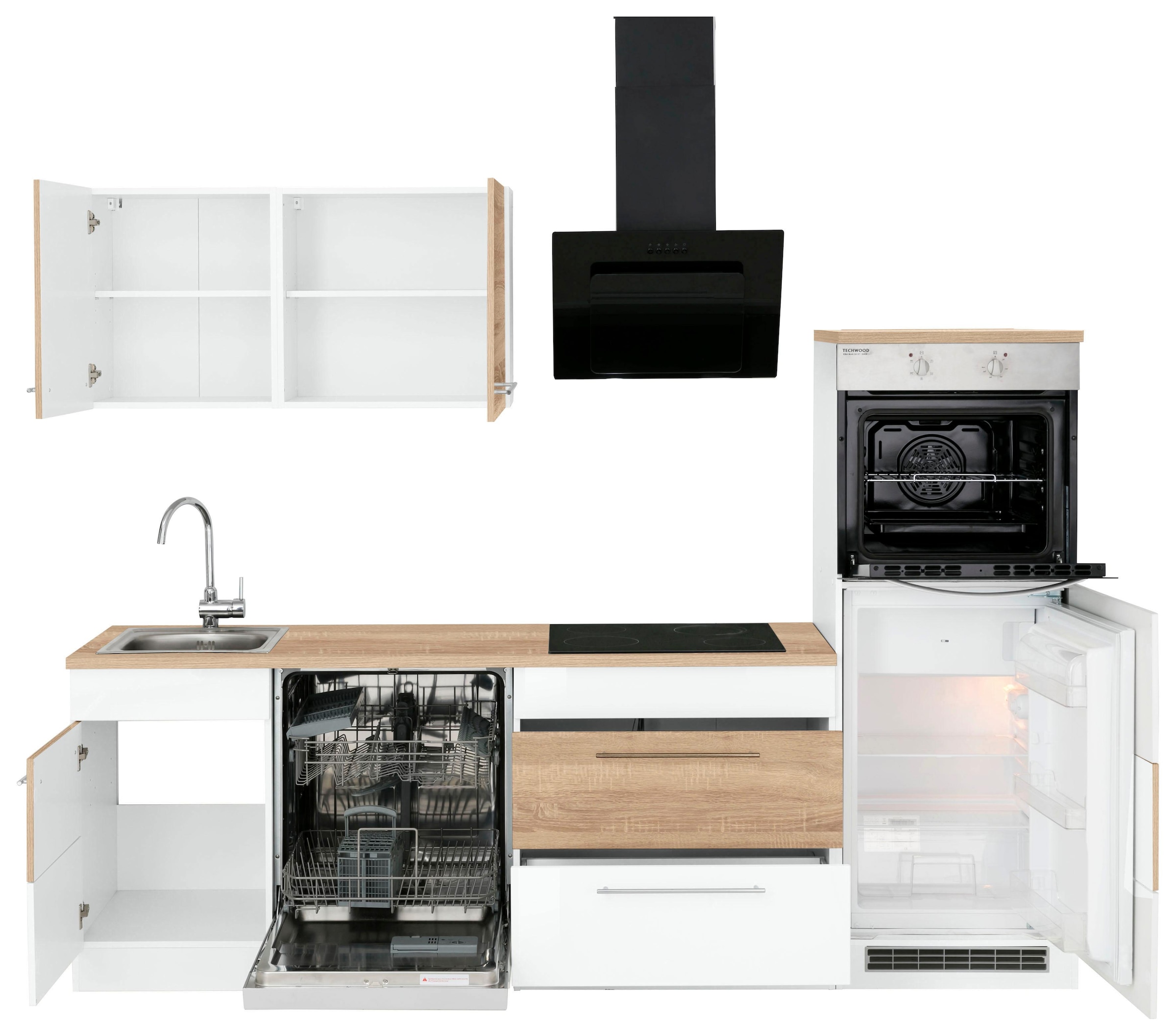 KOCHSTATION Kitchenette »KS-Trient« largeur 250 cm, éventuellement avec appareils électriques, avec plan de travail