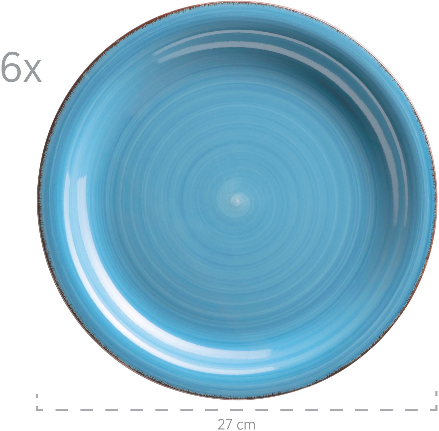 GOODproduct Tafelservice »Teller Set, Geschirr-Set Bell Tempo« rustikale Holzoptik mit Spiraldekor, 12 Teile, für 6 Personen