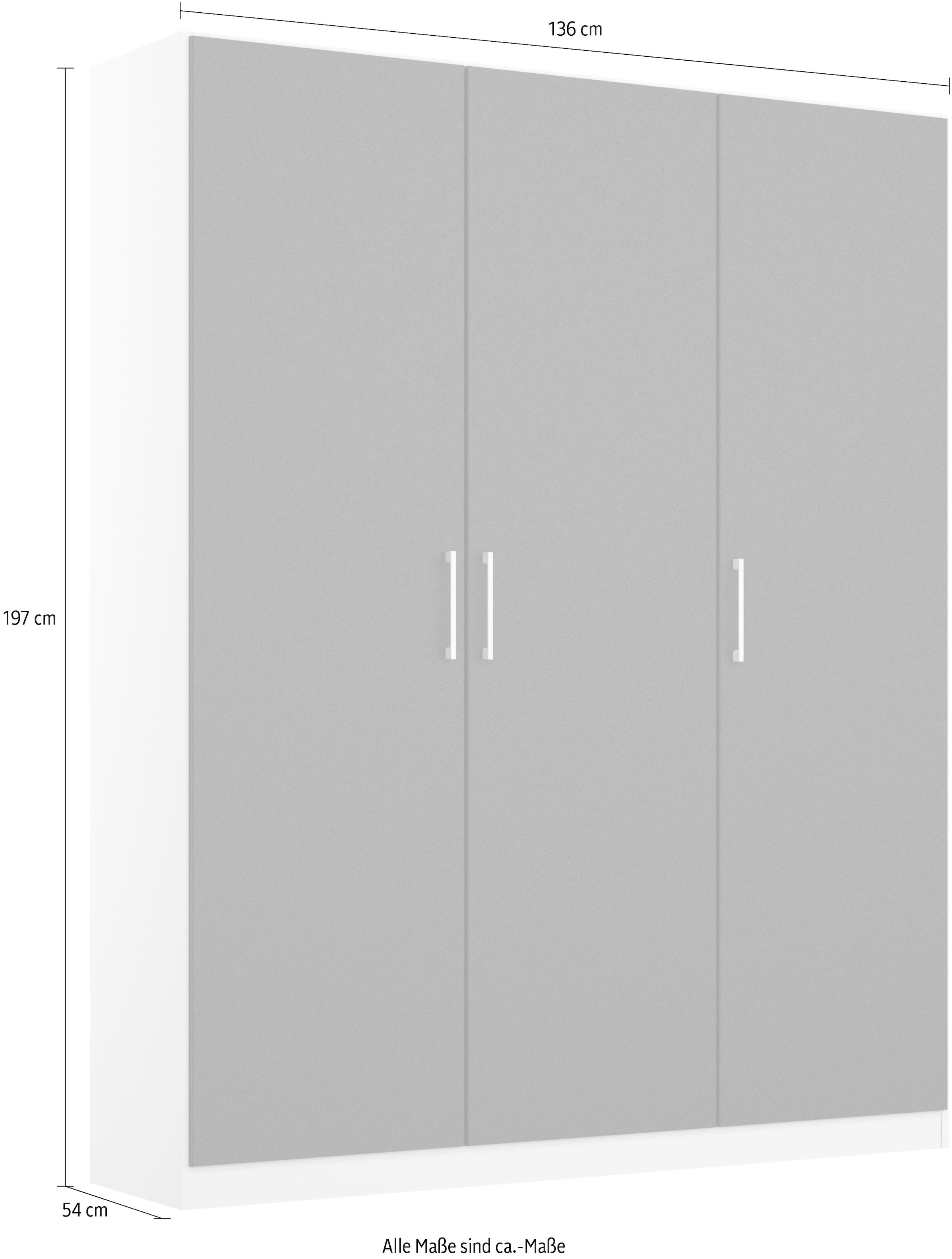 rauch Drehtürenschrank »Kleiderschrank Schrank Garderobe Wäscheschrank COSMO« mit zusätzlichen Einlegeböden, Metallgriffe in Weiss MADE IN GERMANY
