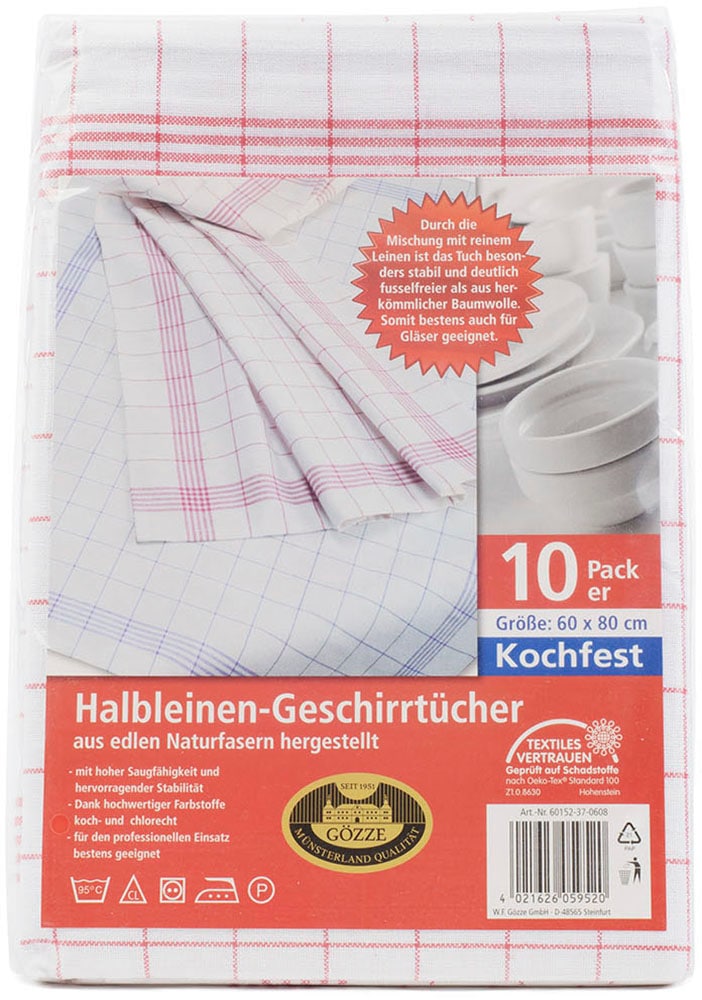 Gözze Geschirrtuch »Gläser und Poliertuch, Des. 60152«, (Set, 10 tlg.), aus edlen Naturfasern