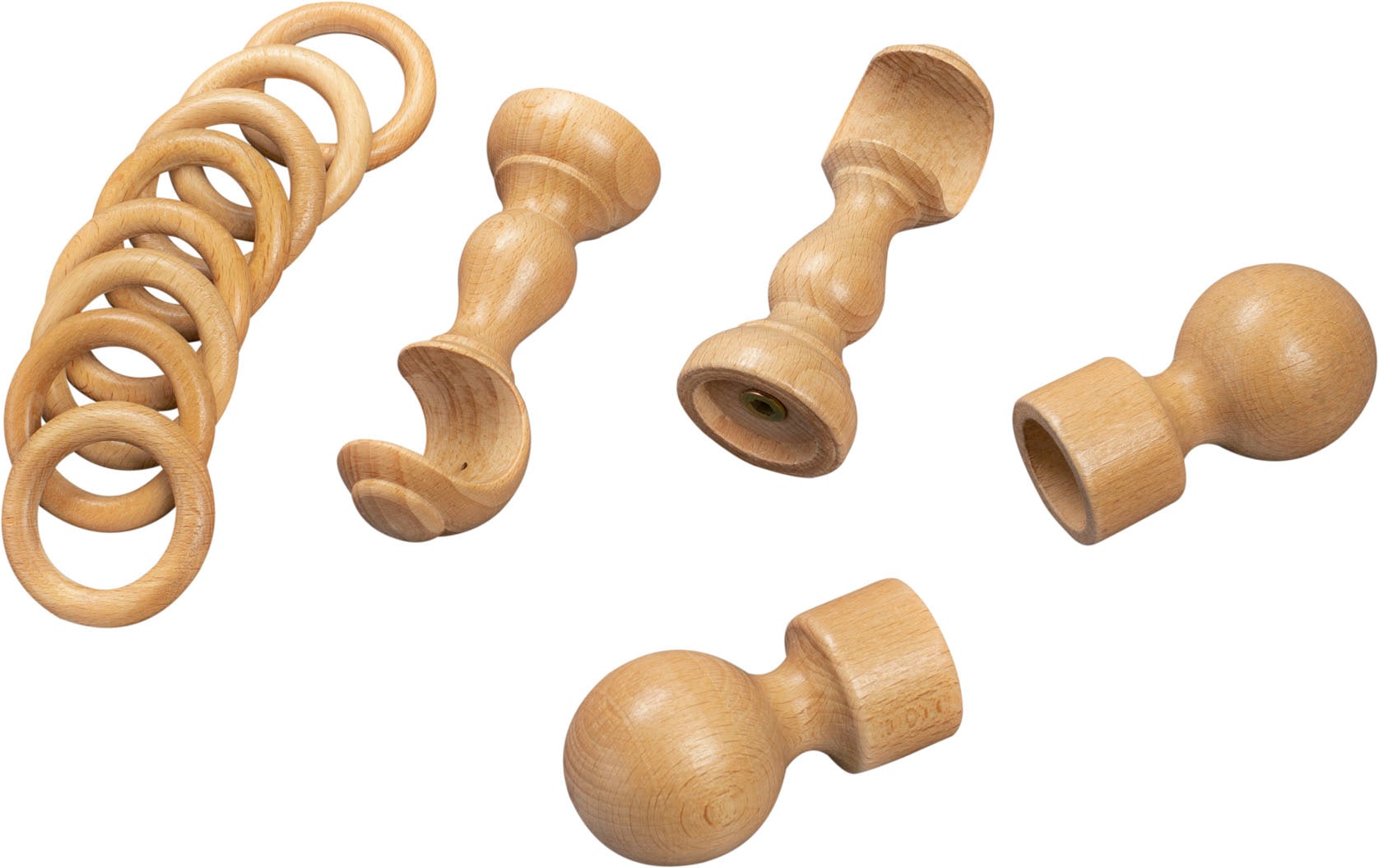 SN DECO GROUP Tringle à rideaux »Giro« 1 course-läufig Dimension fixe 28 mm, Holz, verschiedenen Längen und Farbe, Komplettset