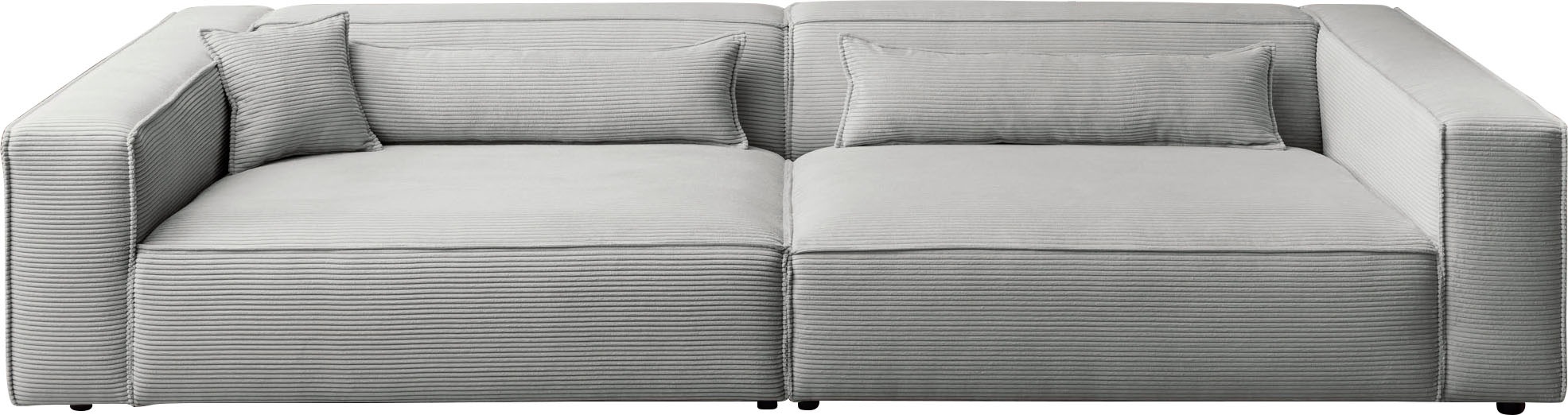 LeGer Home by Lena Gercke 3-Sitzer »PIARA, XXL Sofa mit Kedernaht, Big-Sofa in Cord oder Leinenoptik«, schwarze Füsse, bequemer Sitzkomfort, extra tiefe Sitzfläche