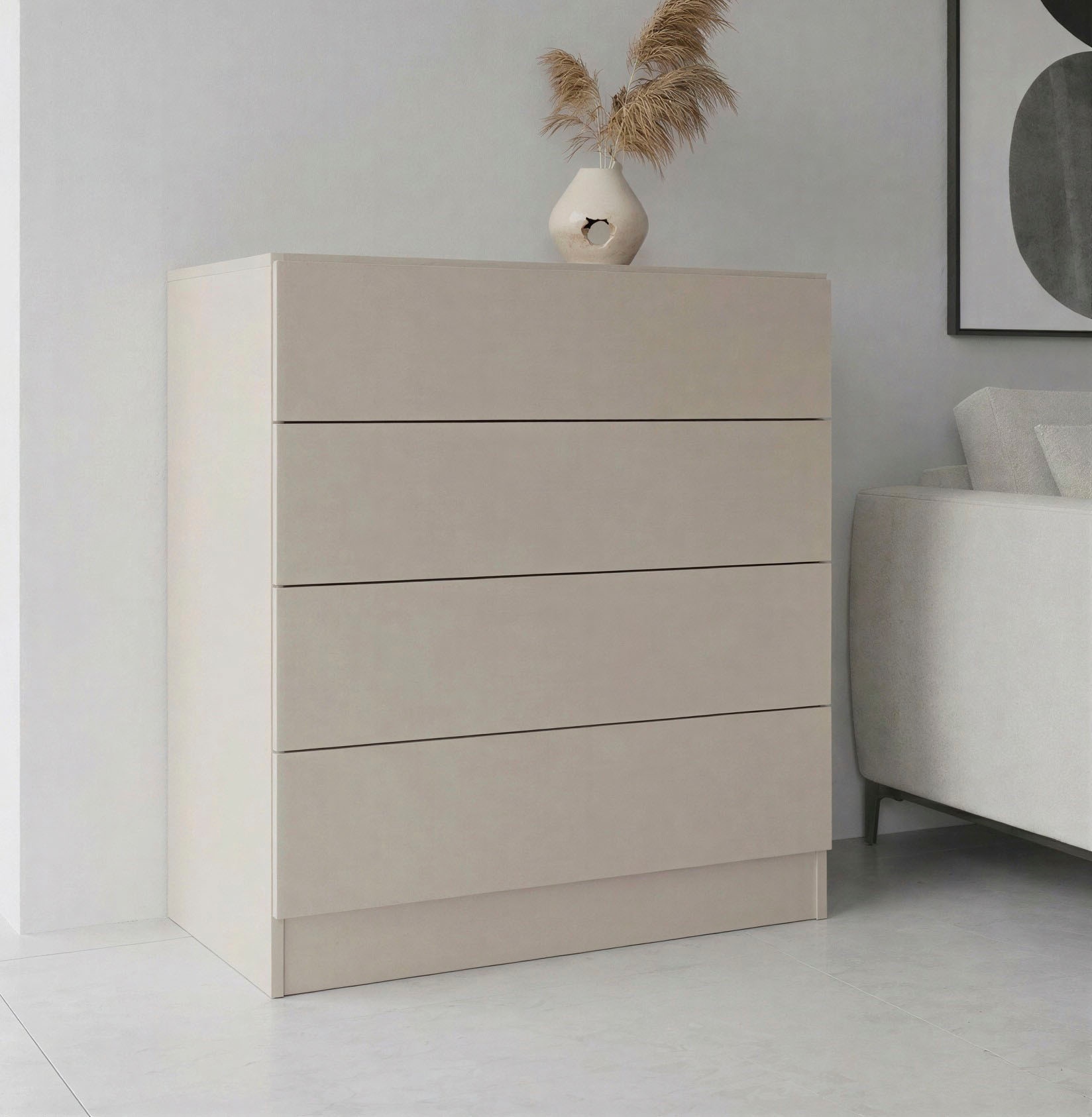 Image of borchardt Möbel Kommode "Vaasa, Breite 76cm, Höhe 79cm, grifflos" 4 Schubfächer mit Push-to-open-Funktion