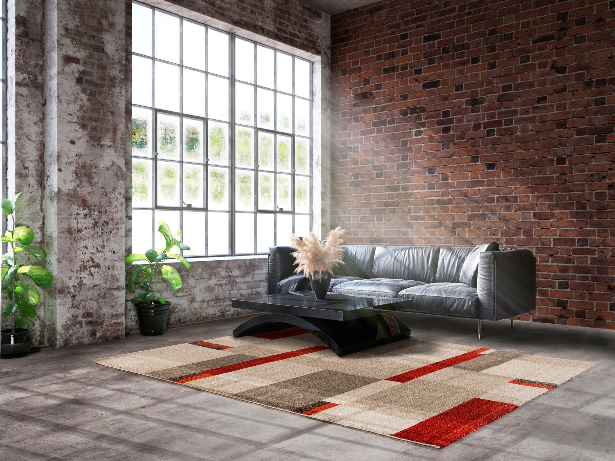 OCI DIE TEPPICHMARKE Teppich "CASTLE BEPPO, auch als Läufer erhältlich" rechteckig 20 mm Höhe dichter Frisé Kurzflor, kariert, Wohnzimmer, Schlafzimmer