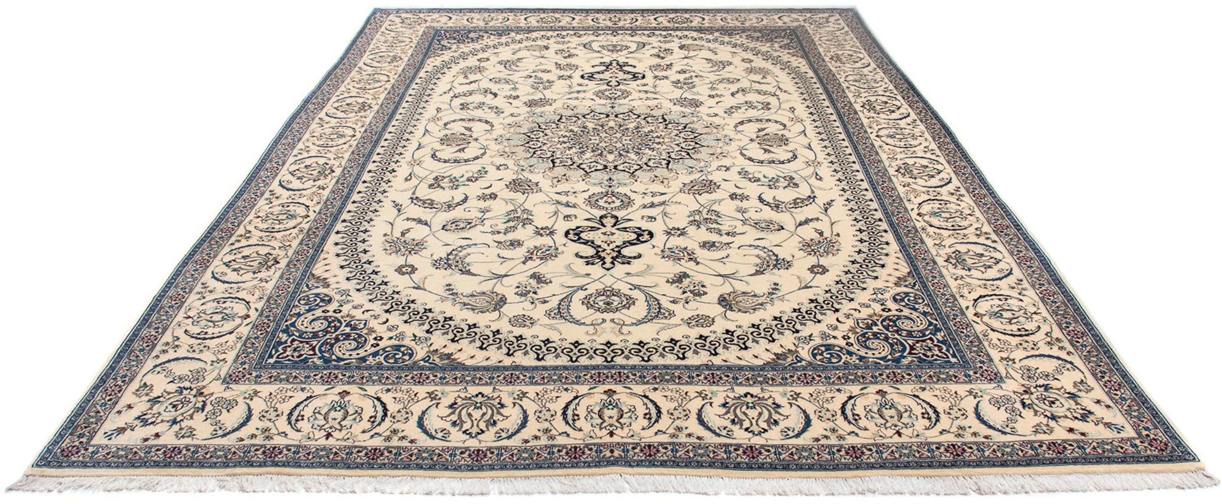 Image of morgenland Orientteppich »Perser - Nain - Premium - 343 x 248 cm - beige«, rechteckig, 6 mm Höhe, Wohnzimmer, Handgeknüpft, Einzelstück mit Zertifikat bei Ackermann Versand Schweiz