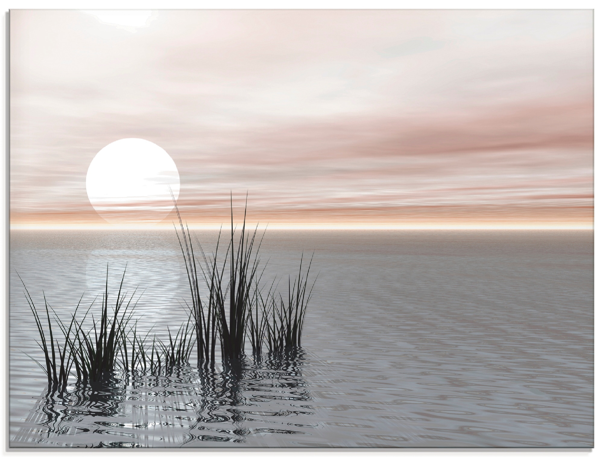 Artland Glasbild »Sonnenuntergang mit Schilf«, Sonnenaufgang & -untergang, (1 St.), in verschiedenen Grössen