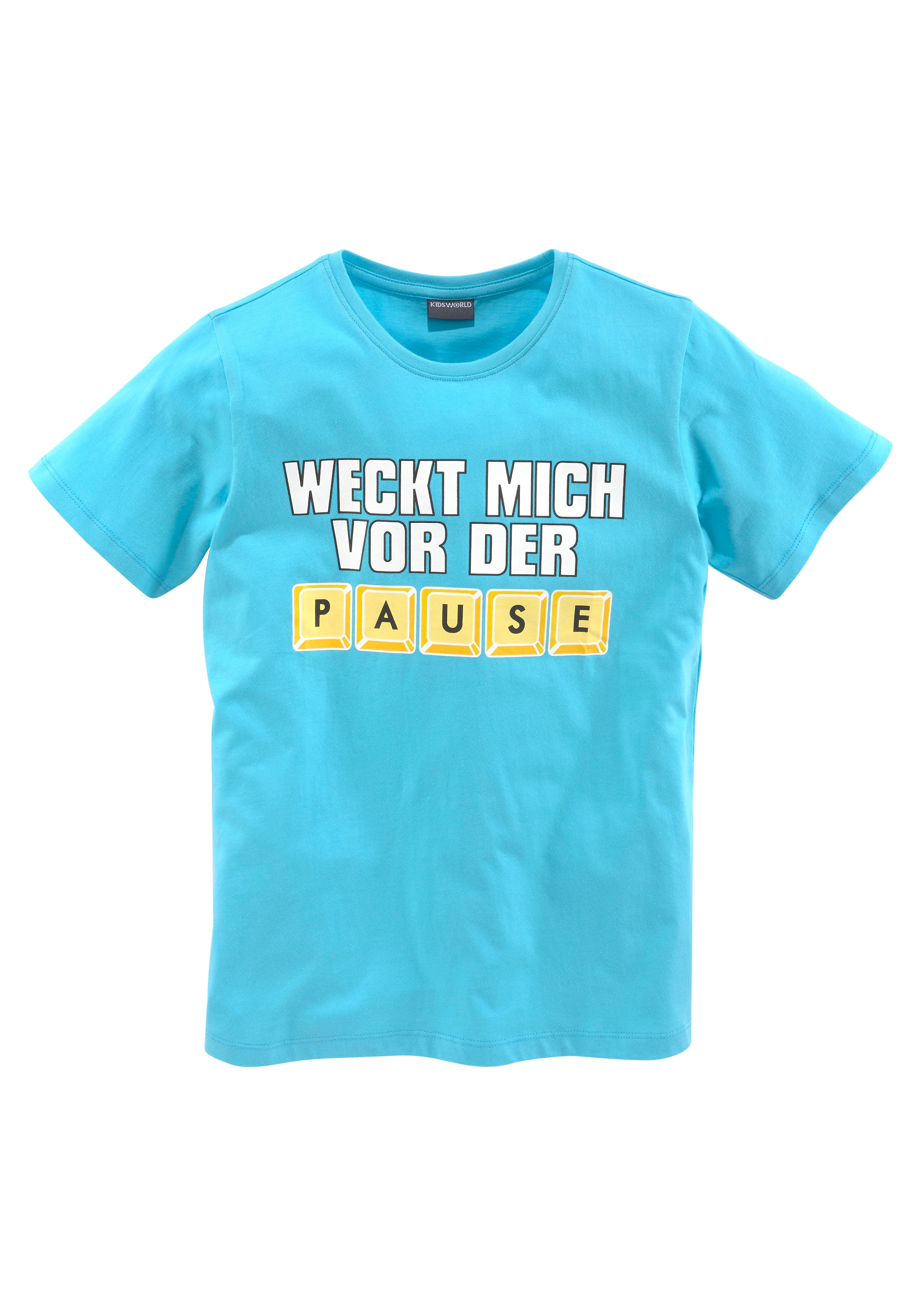 Trendige KIDSWORLD T-Shirt »WECK MICH ohne kaufen PAUSE«, DER Spruch Mindestbestellwert VOR