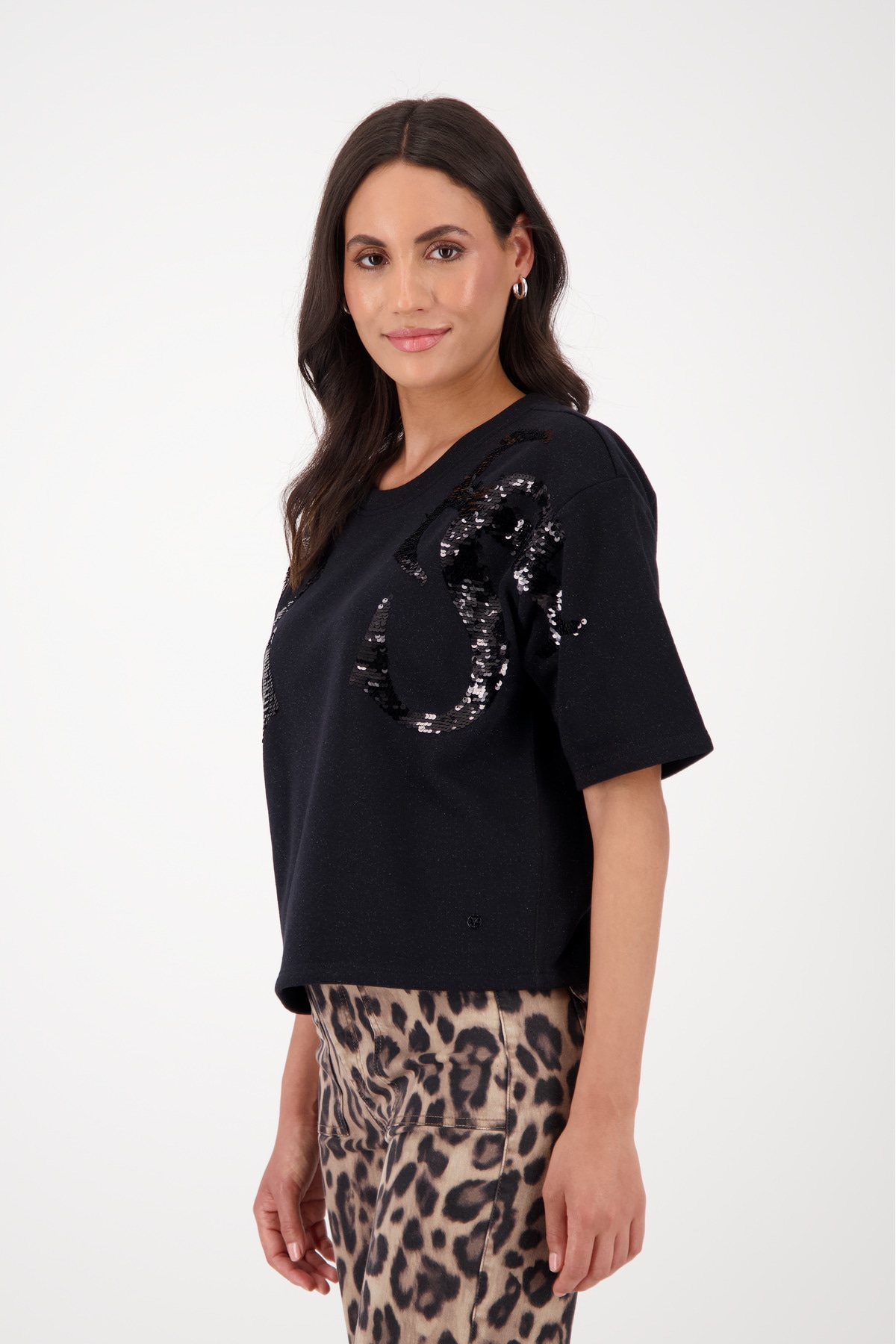 Monari Sweatshirt »Sweatshirt Paillettenschmuck«, Mit Rundhalsausschnitt