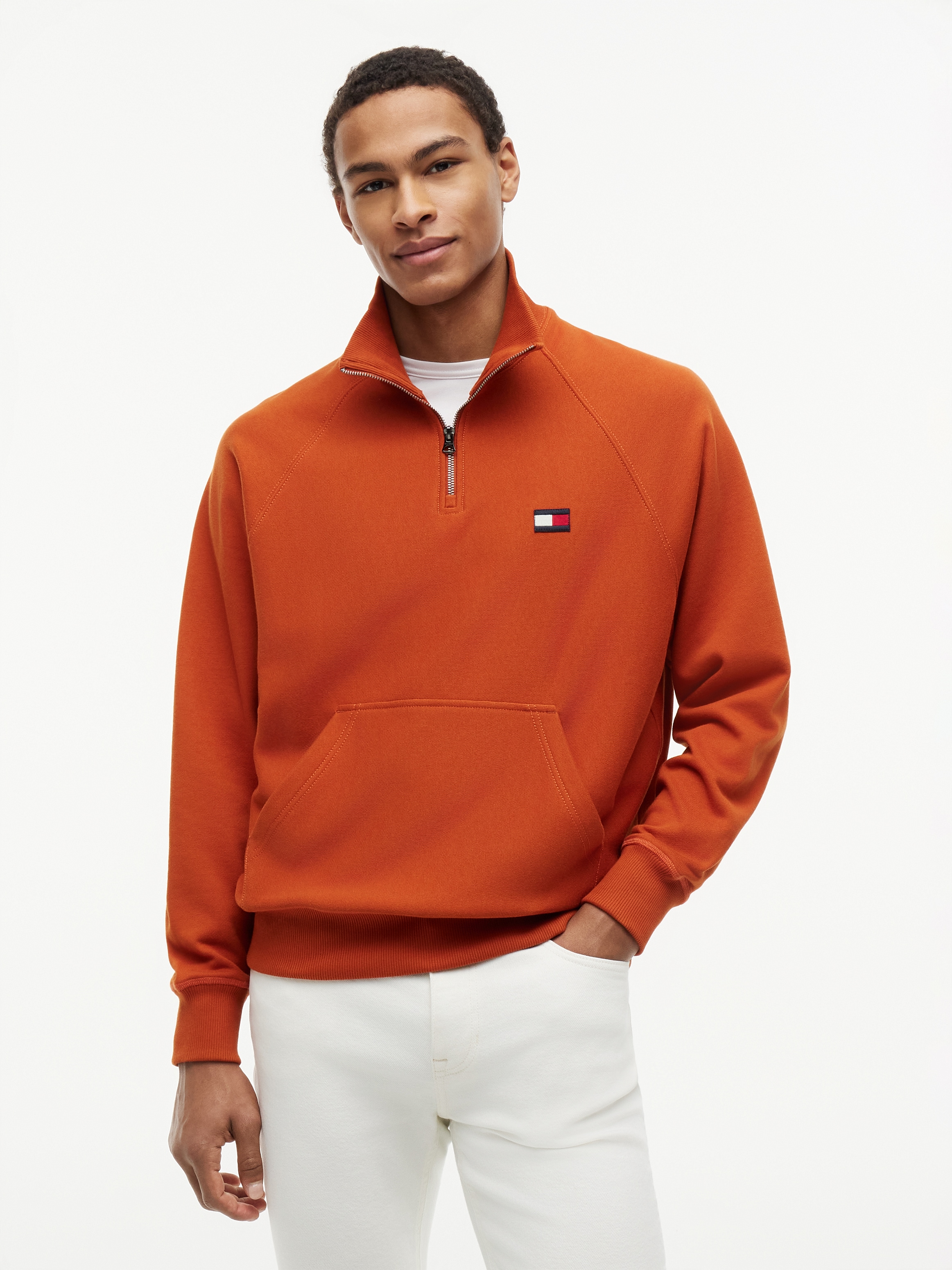 Image of Tommy Hilfiger Sweatshirt "TOMMY FLAG ELEVATED 1/4 ZIP", Stehkragen mit Reissverschluss