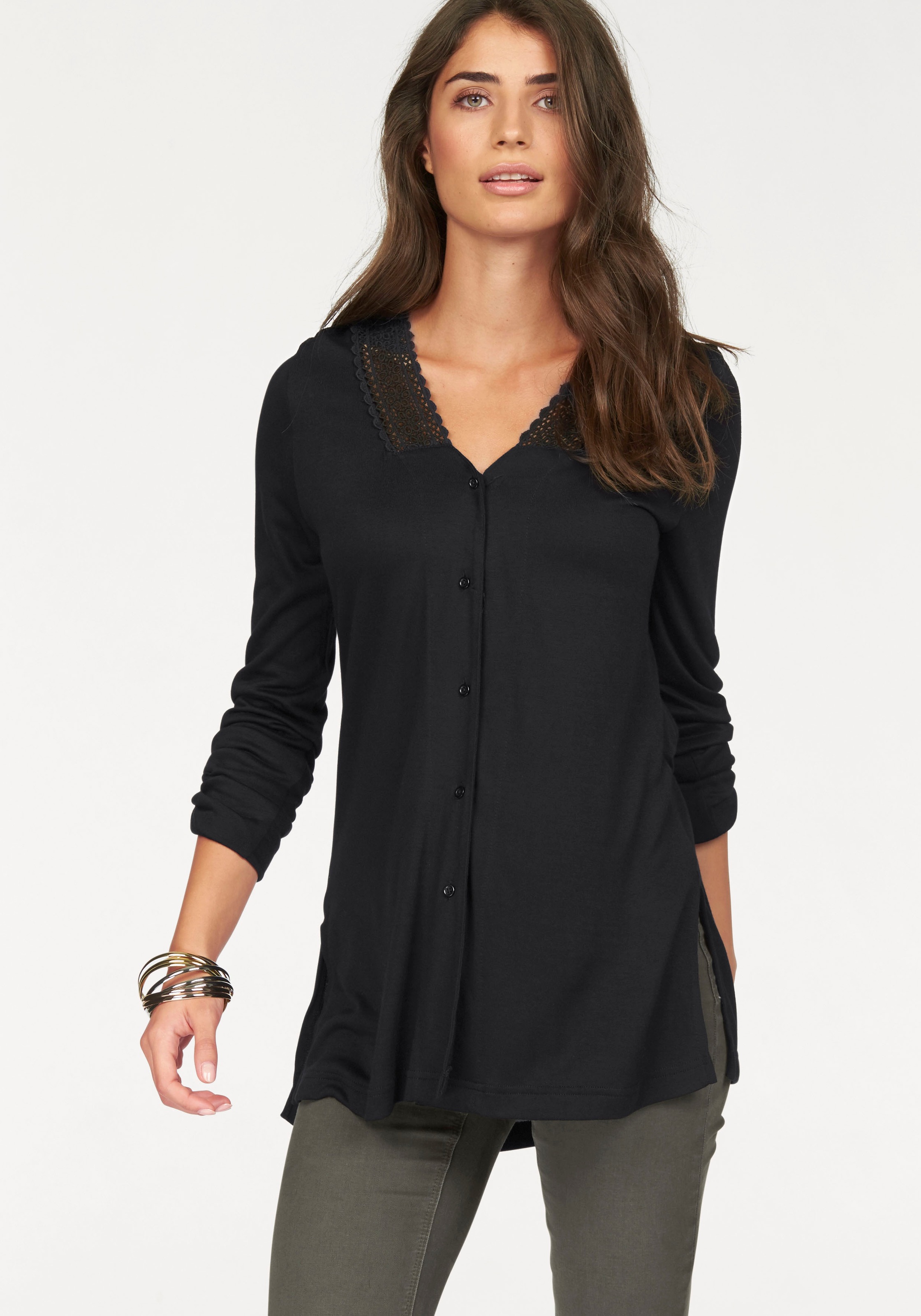 Image of Boysen's Shirtbluse, mit Spitze und tiefen Seitenschlitzen bei Ackermann Versand Schweiz