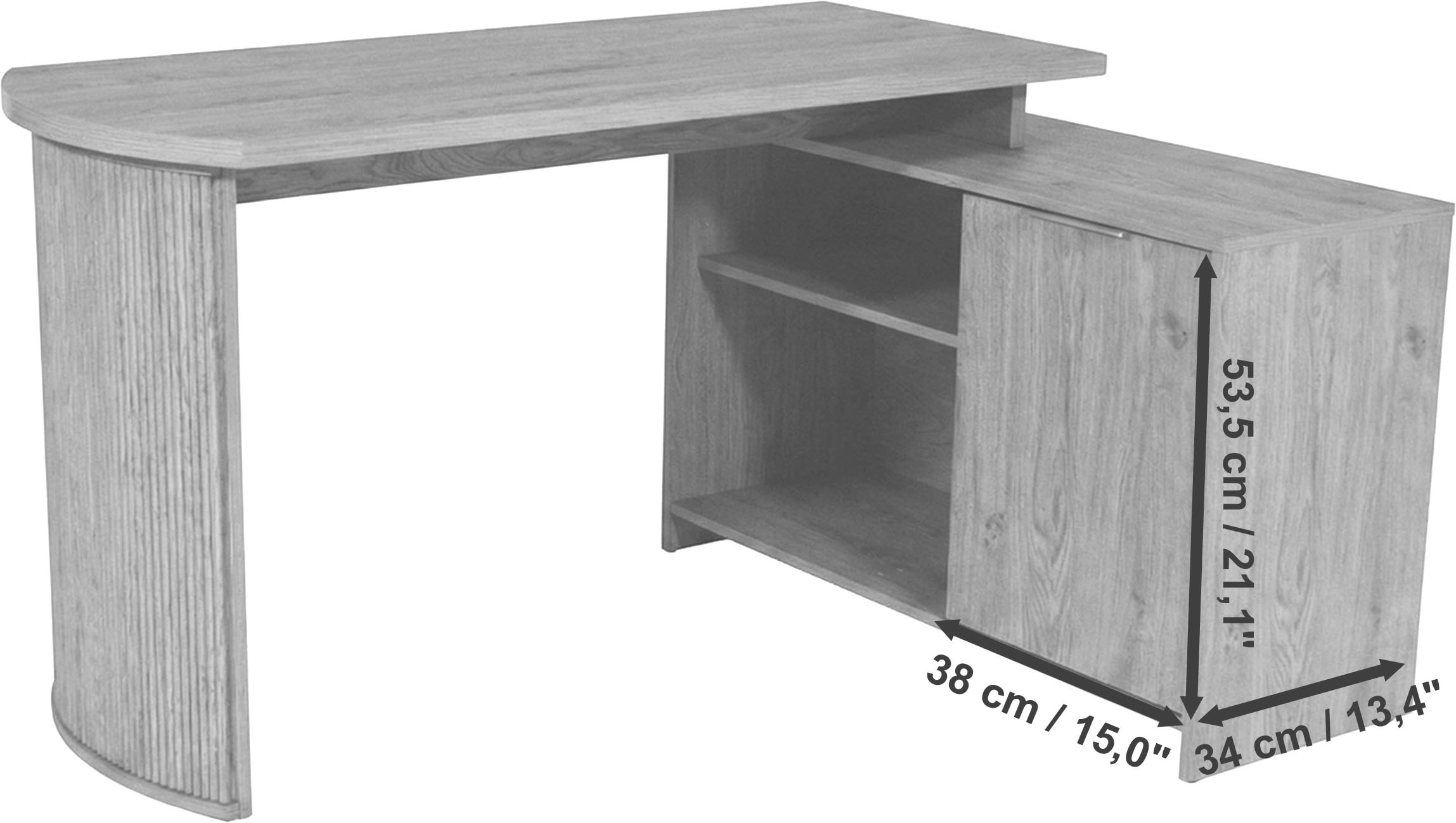 Jahnke Bureau d'angle »MOON C 14 E« Bureau d'angle, montage réversible, 2 compartiments, largeur : 140 cm